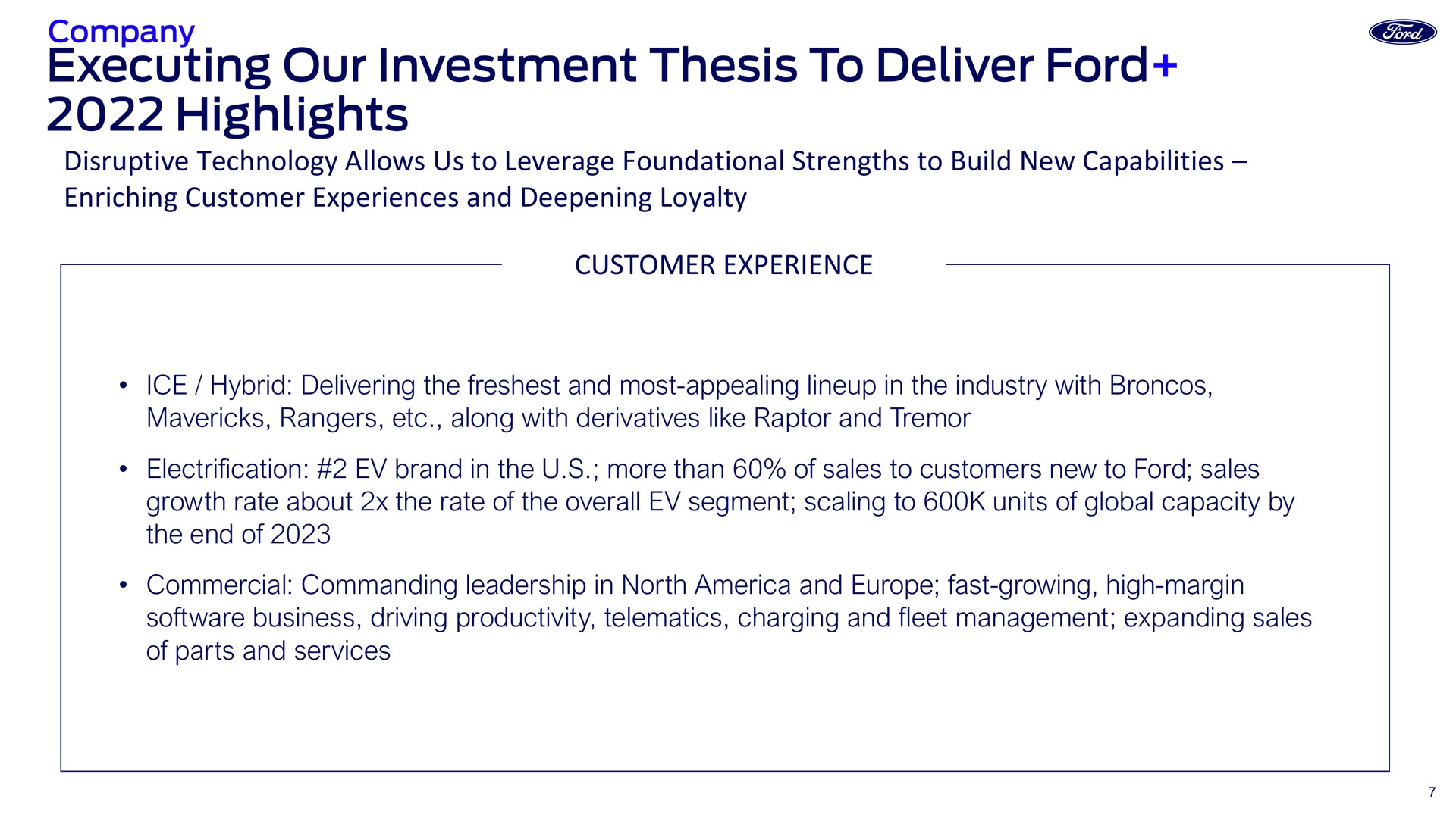 executing our investment thesis to deliver ford highlights | Ford Credit