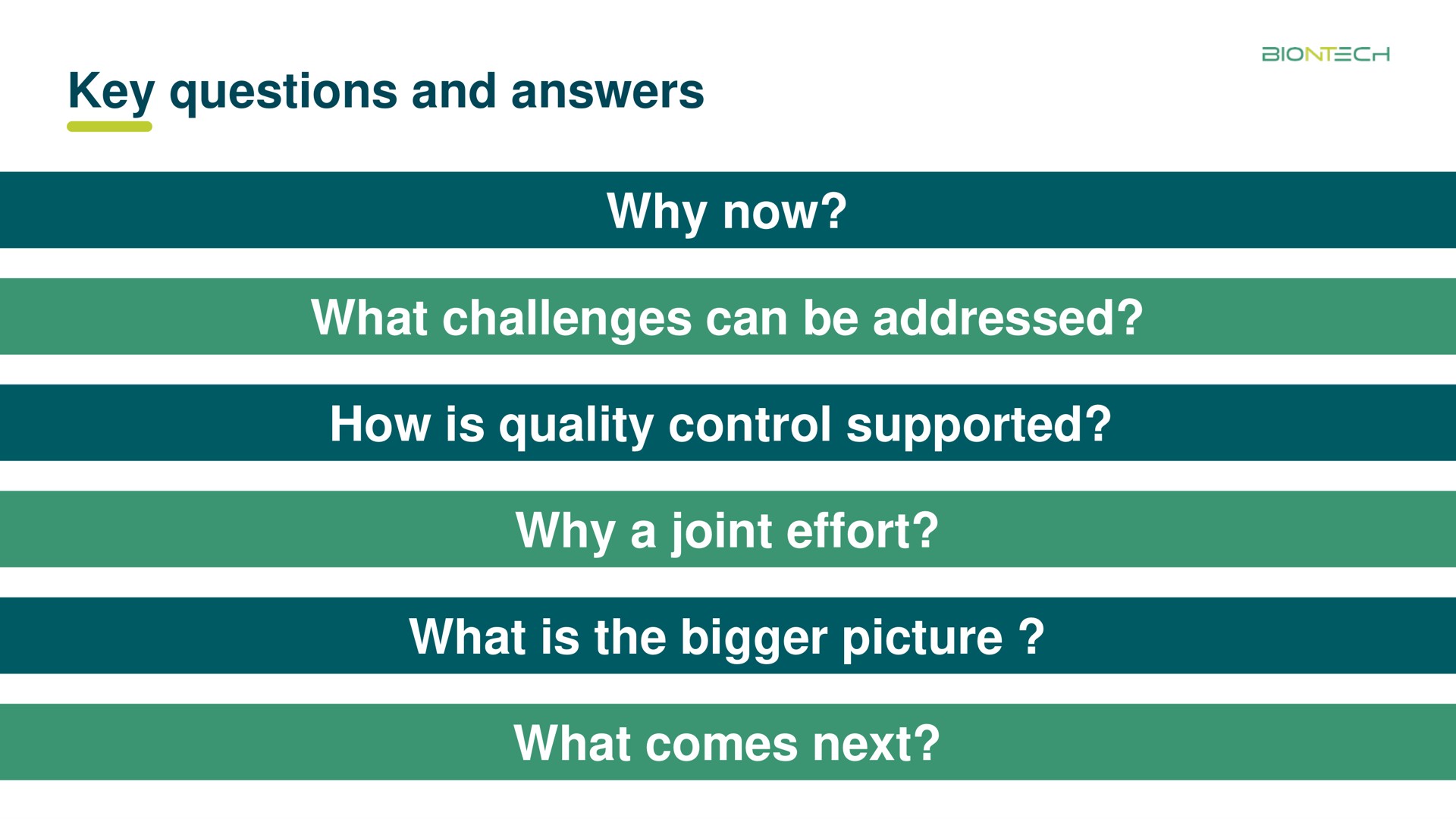 key questions and answers why now what challenges can be addressed how is quality control supported why a joint effort what is the bigger picture what comes next | BioNTech