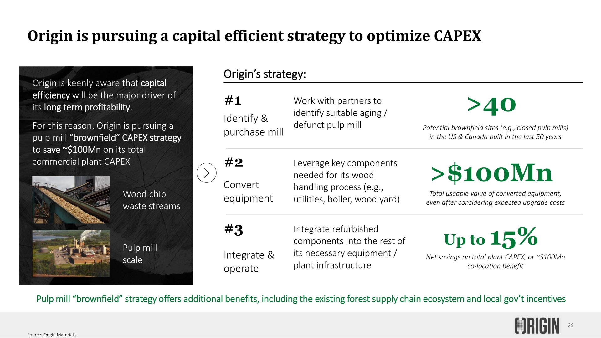 origin is pursuing a capital efficient strategy to optimize up to | Origin