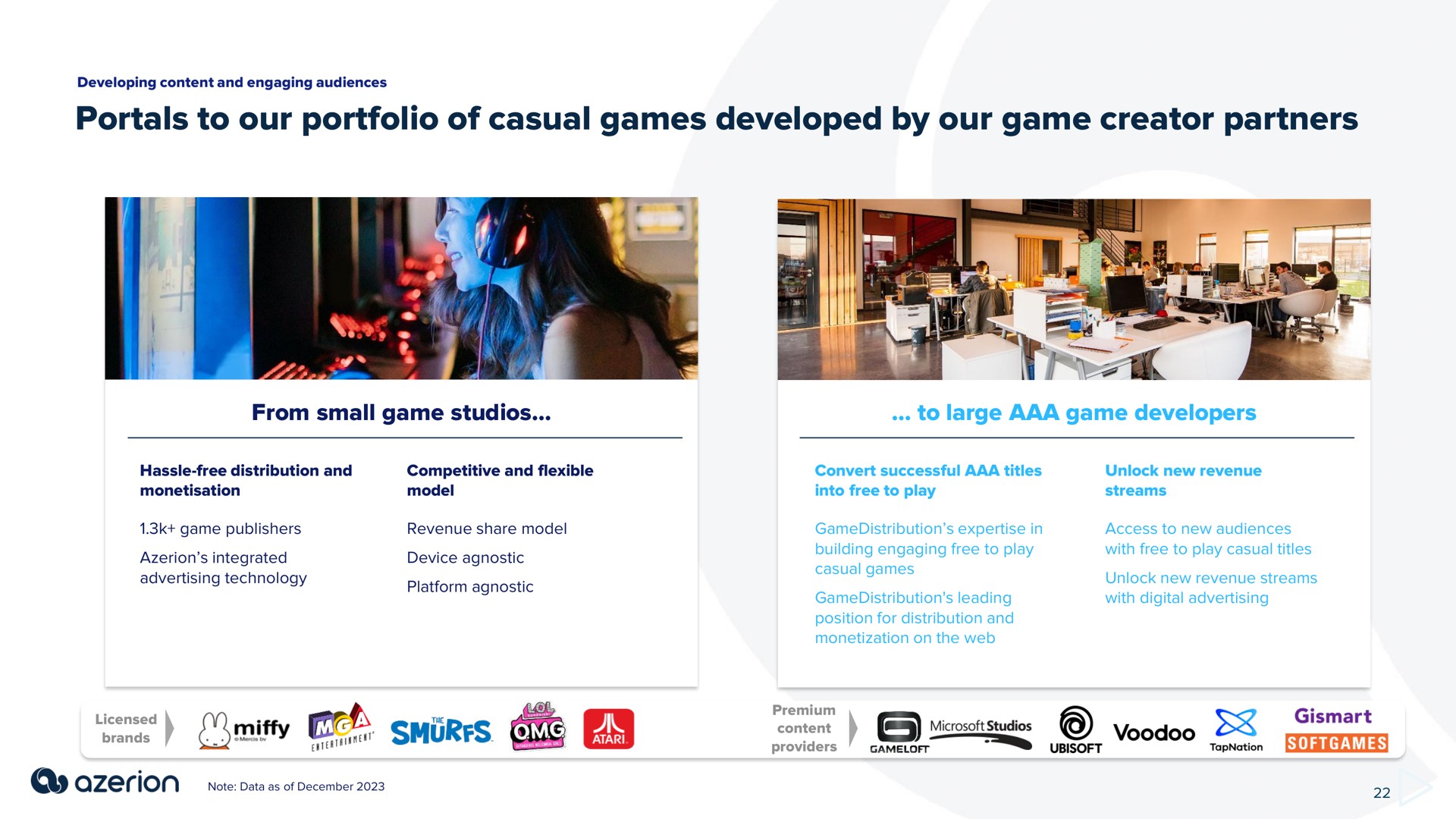portals to our portfolio of casual games developed by our game creator partners | Azerion