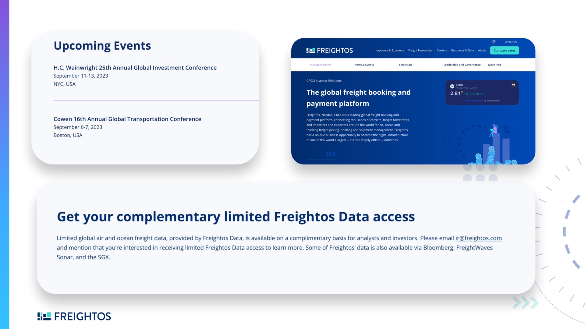 get your complementary limited data access | Freightos
