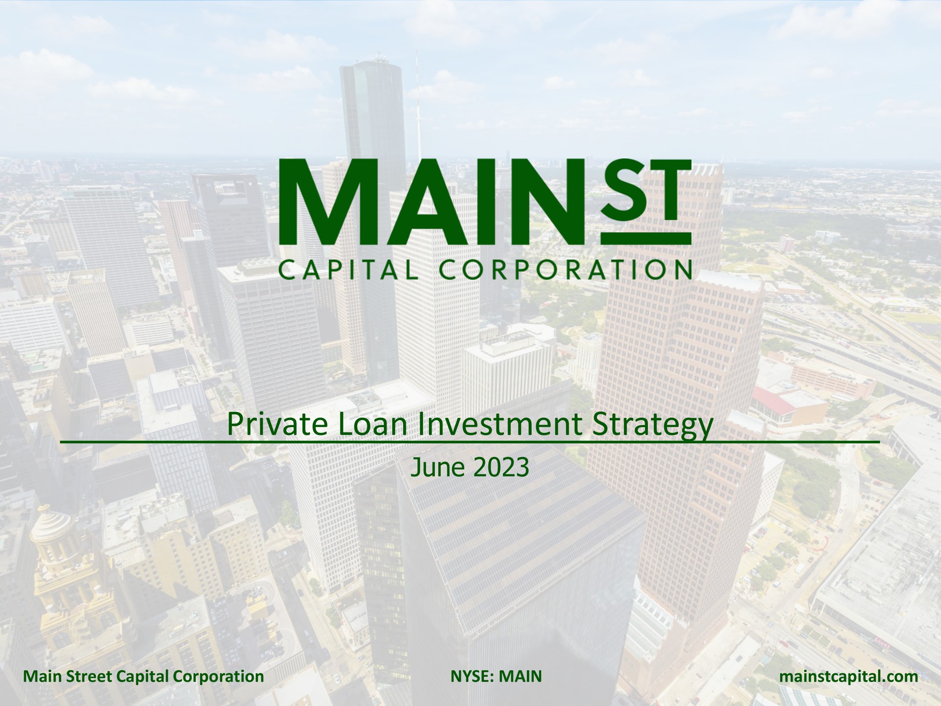 private loan investment strategy june mains capital corporation | Main Street Capital