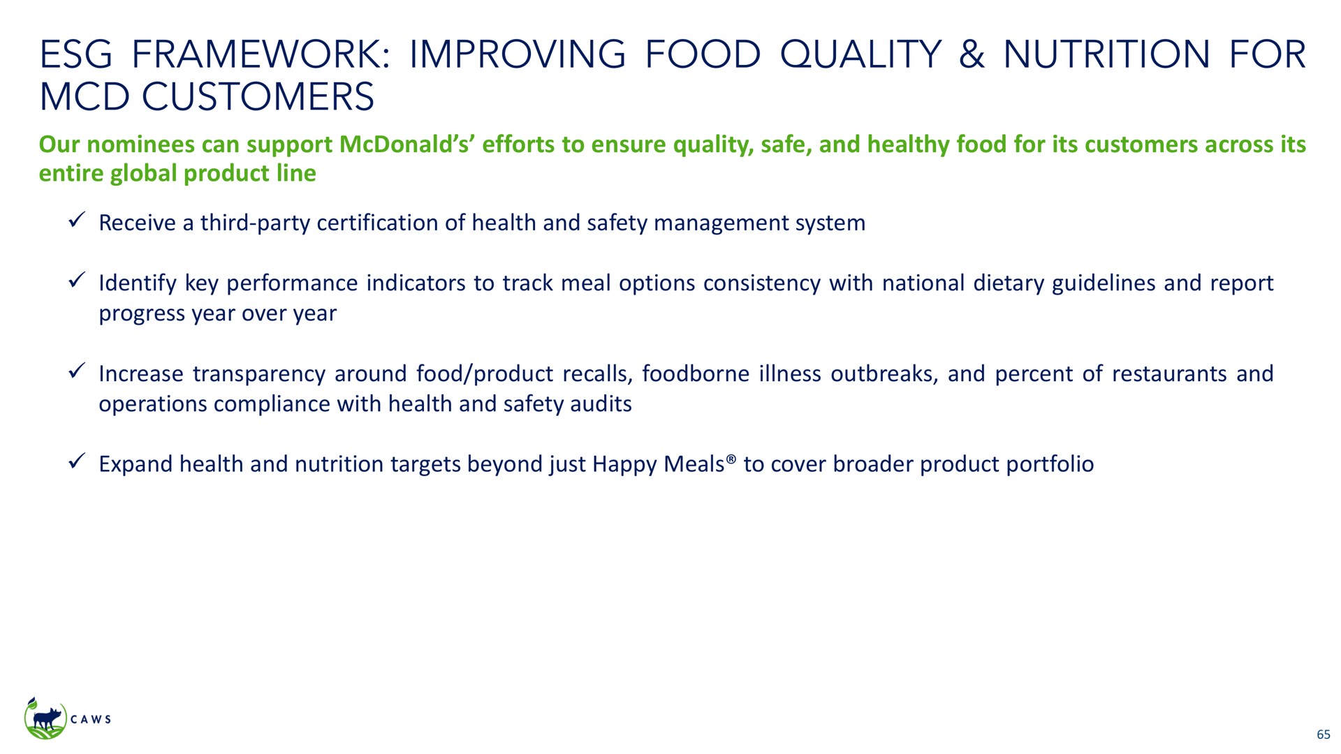 framework improving food quality nutrition for customers | Icahn Enterprises