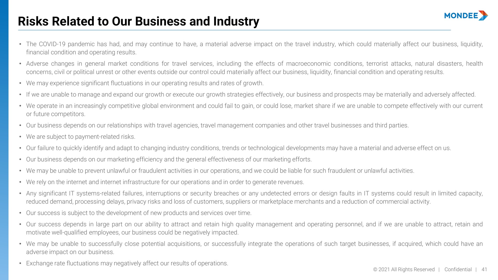 risks related to our business and industry | Mondee