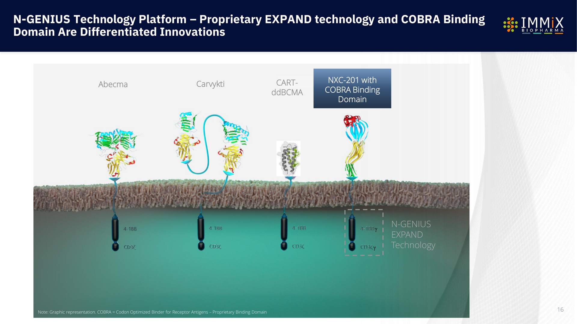 genius technology platform proprietary expand technology and cobra binding domain are differentiated innovations | Immix Biopharma