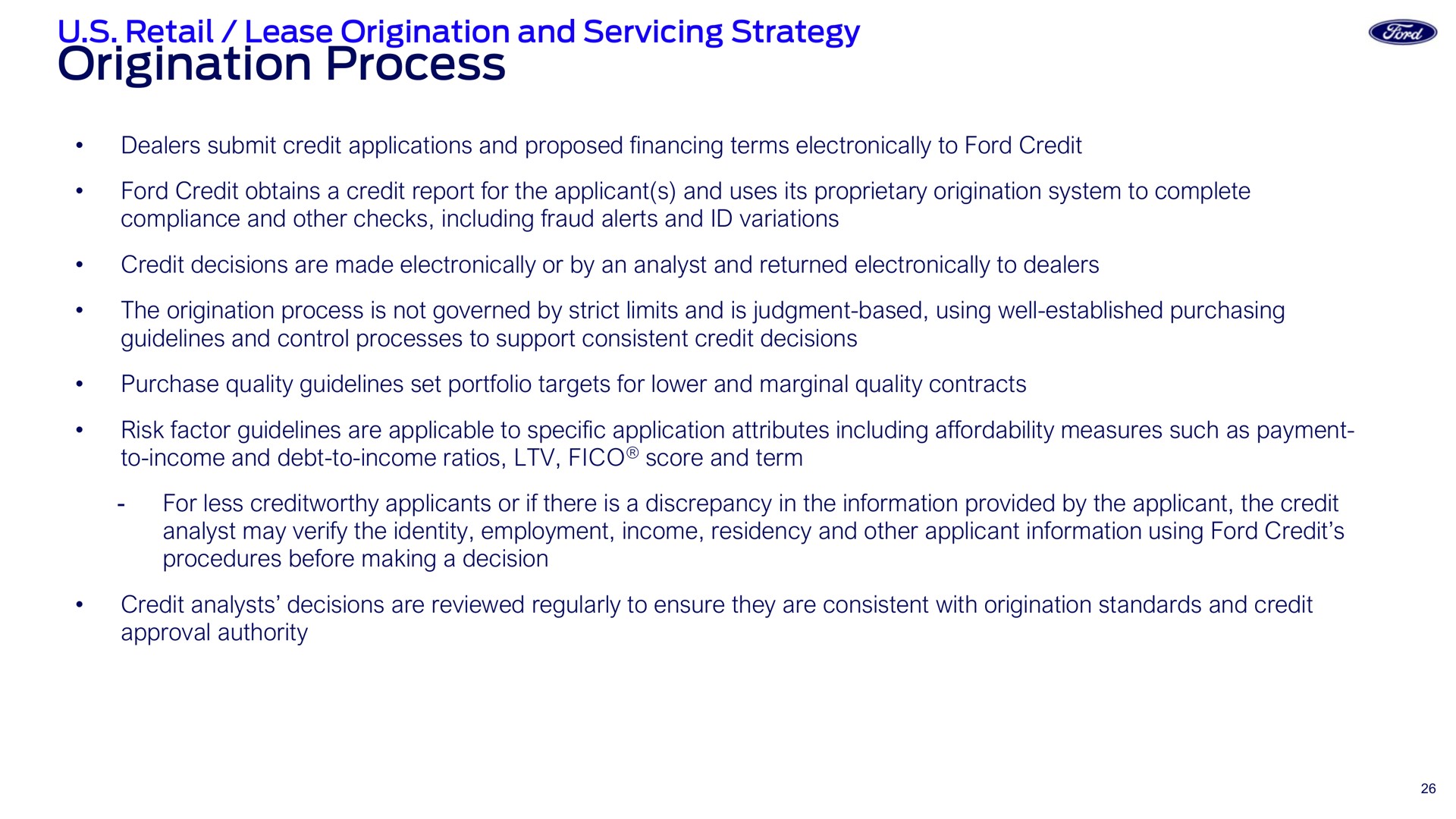 origination process retail lease and servicing strategy | Ford Credit