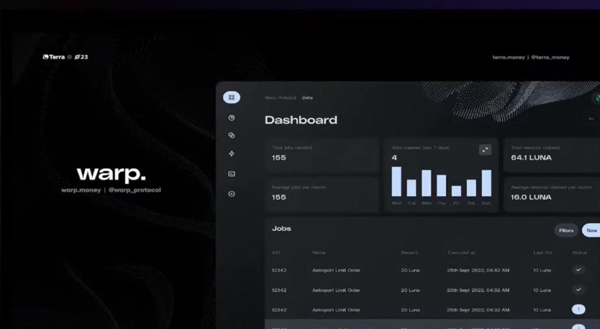 warp a dashboard jobs luna | Terraform Labs