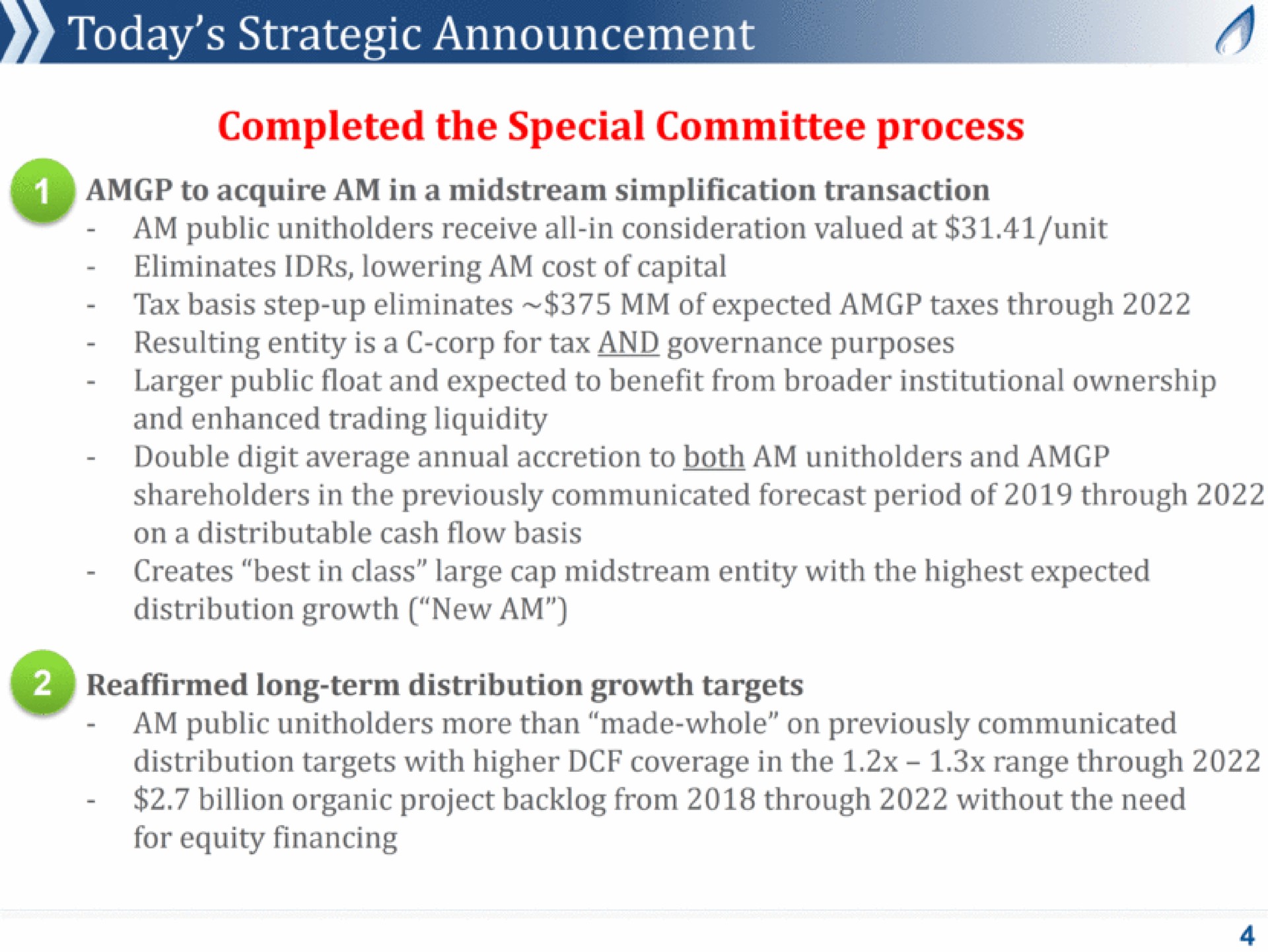 today strategic announcement completed the special committee process | Antero Midstream Partners