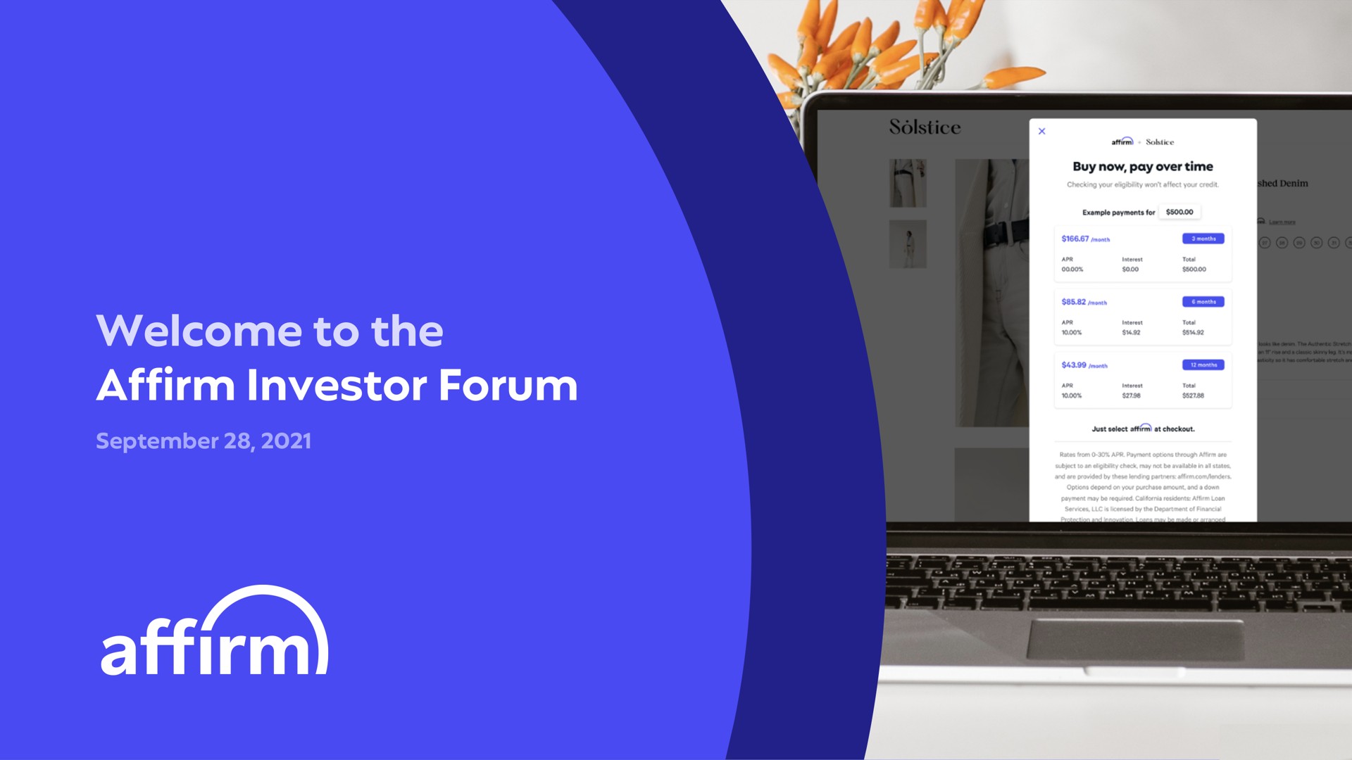 welcome to the affirm investor forum | Affirm