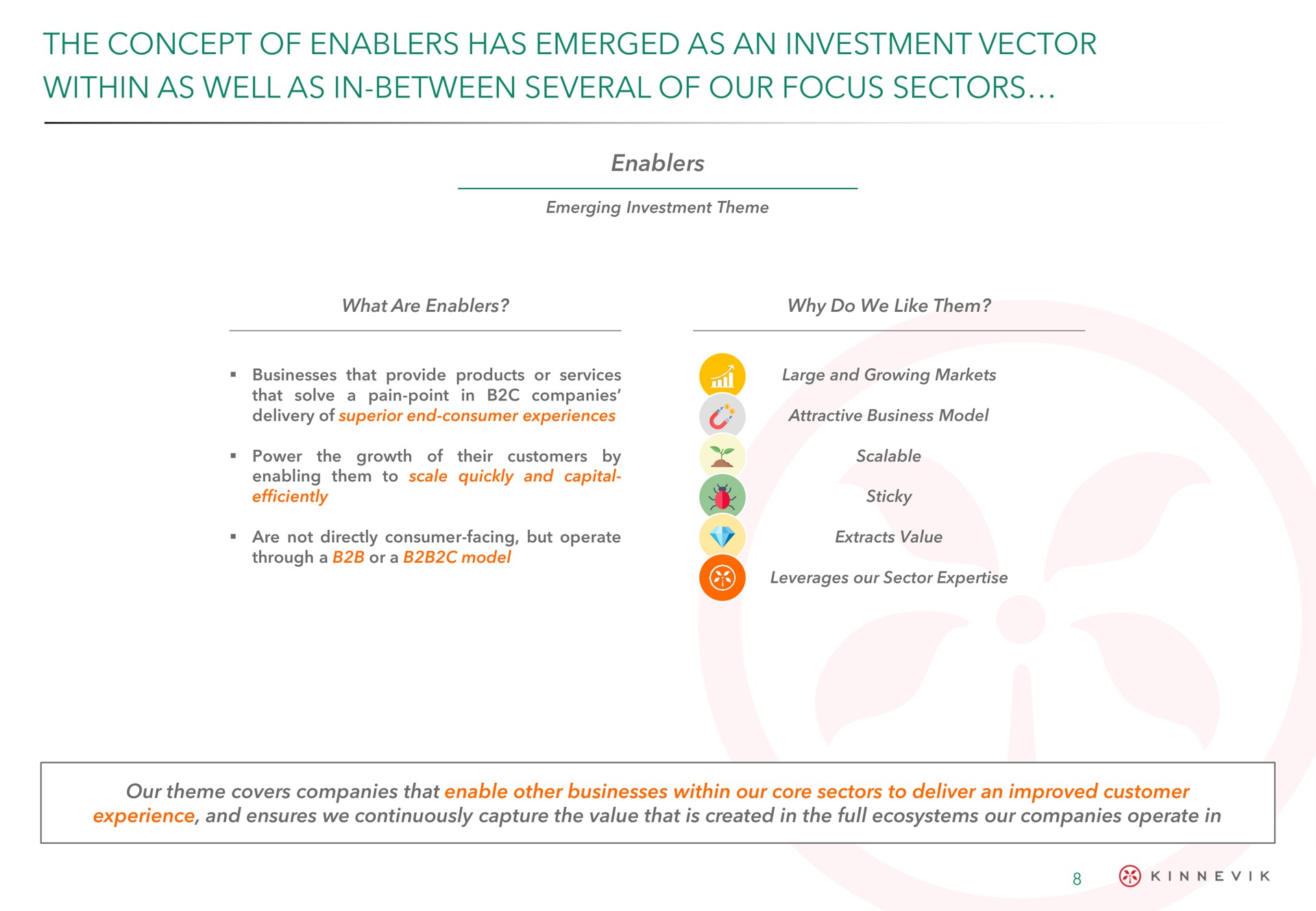 the concept of has emerged as an investment vector within as well as in between several of our focus sectors | Kinnevik