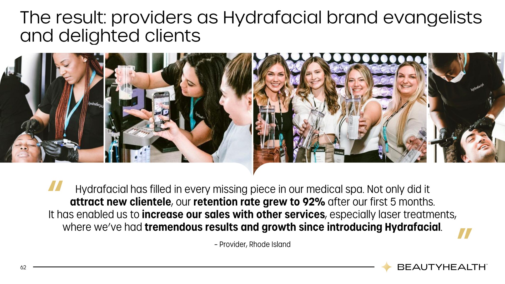 the result providers as brand evangelists and delighted clients | Hydrafacial