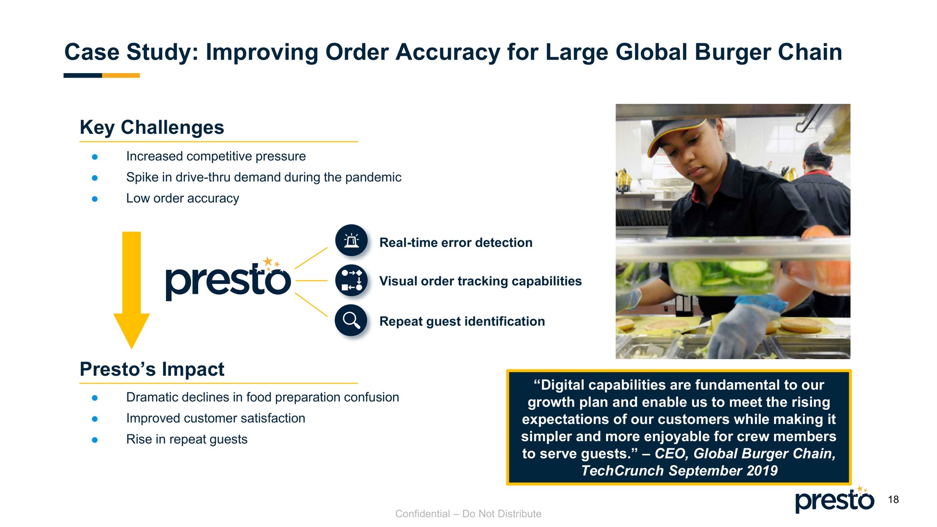 case study improving order accuracy for large global chain key challenges presto impact | Presto