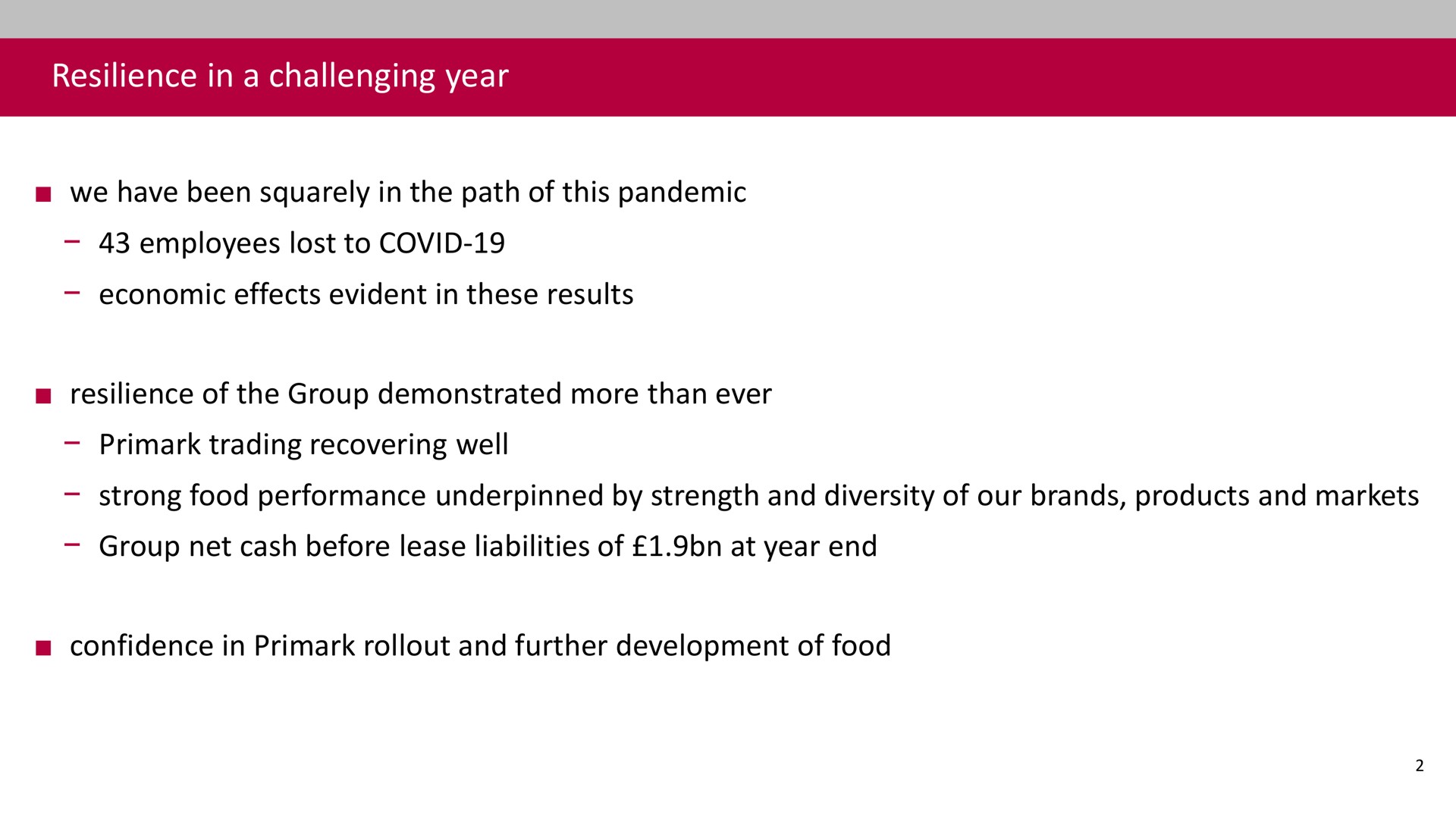 resilience in a challenging year | Associated British Foods