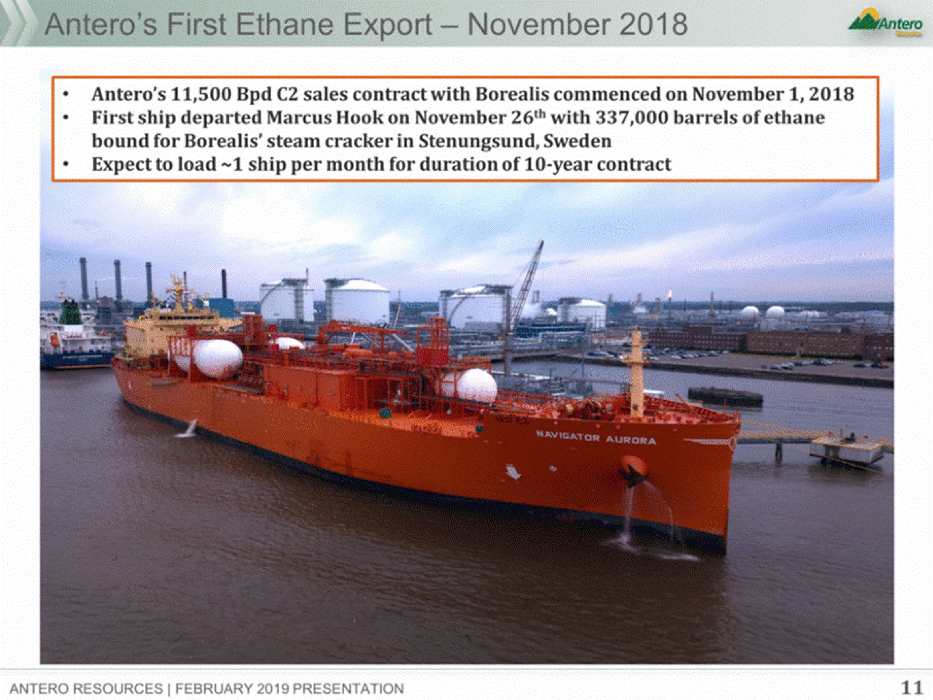 first ethane export ale | Antero Midstream Partners