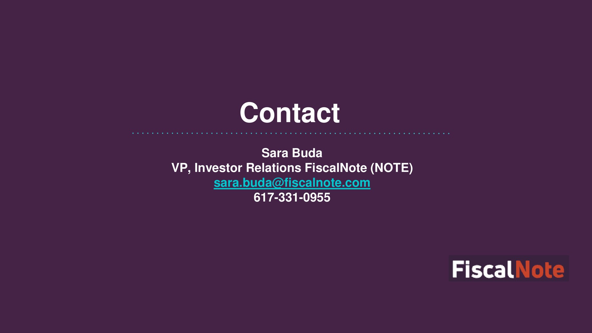contact buda investor relations note buda fiscal | FiscalNote