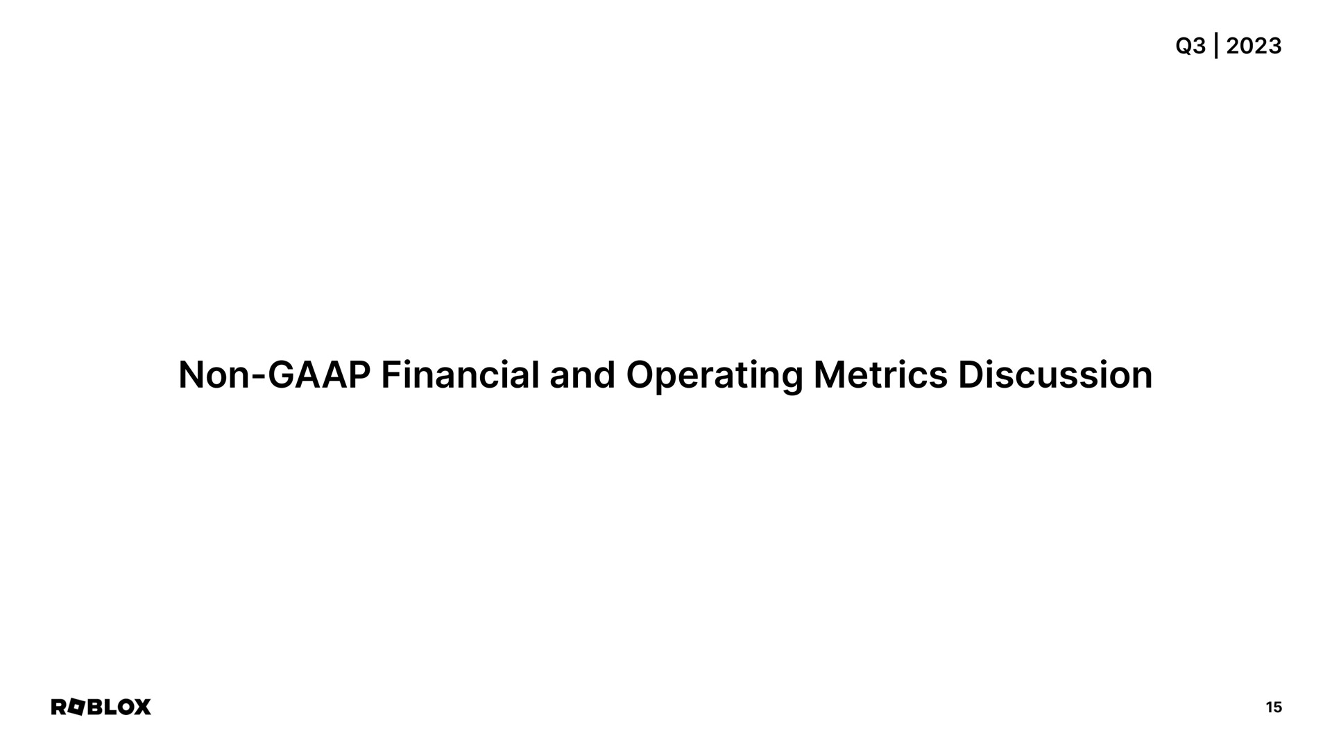 non financial and operating metrics discussion | Roblox