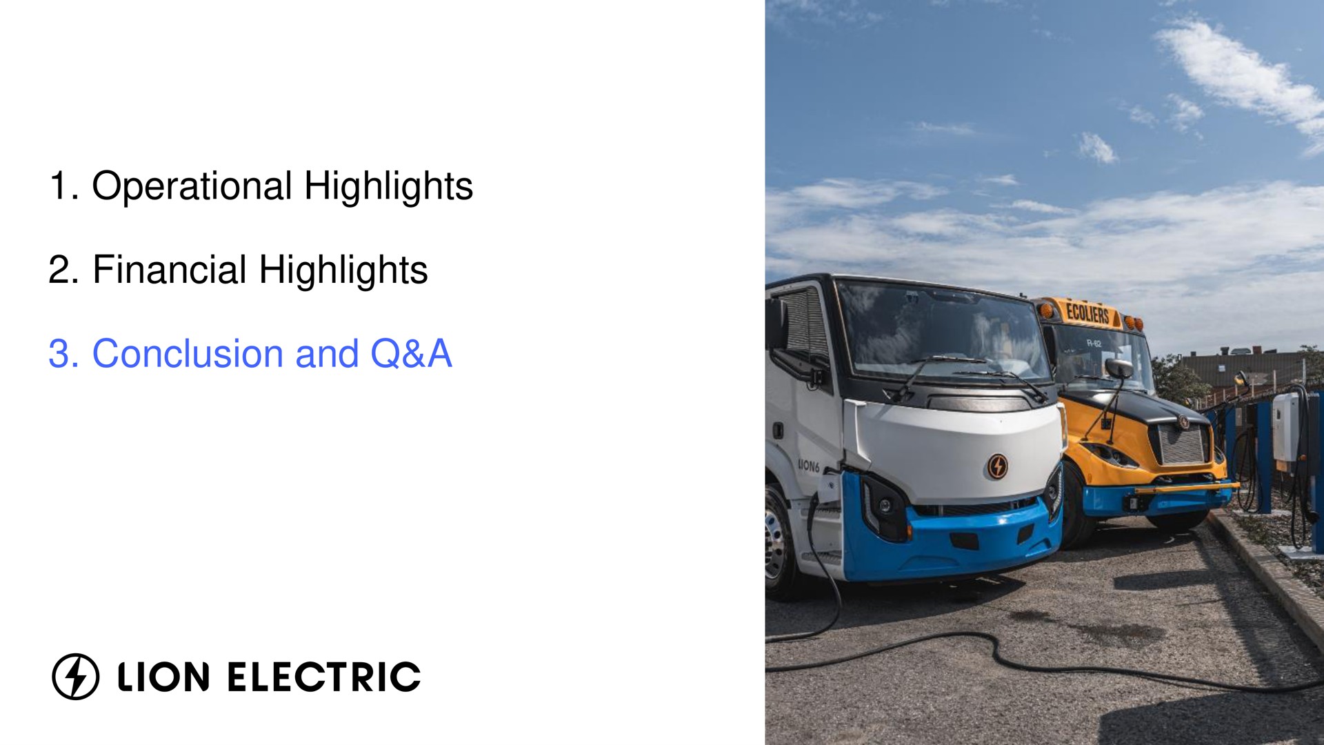 operational highlights financial highlights conclusion and a lion electric | Lion Electric