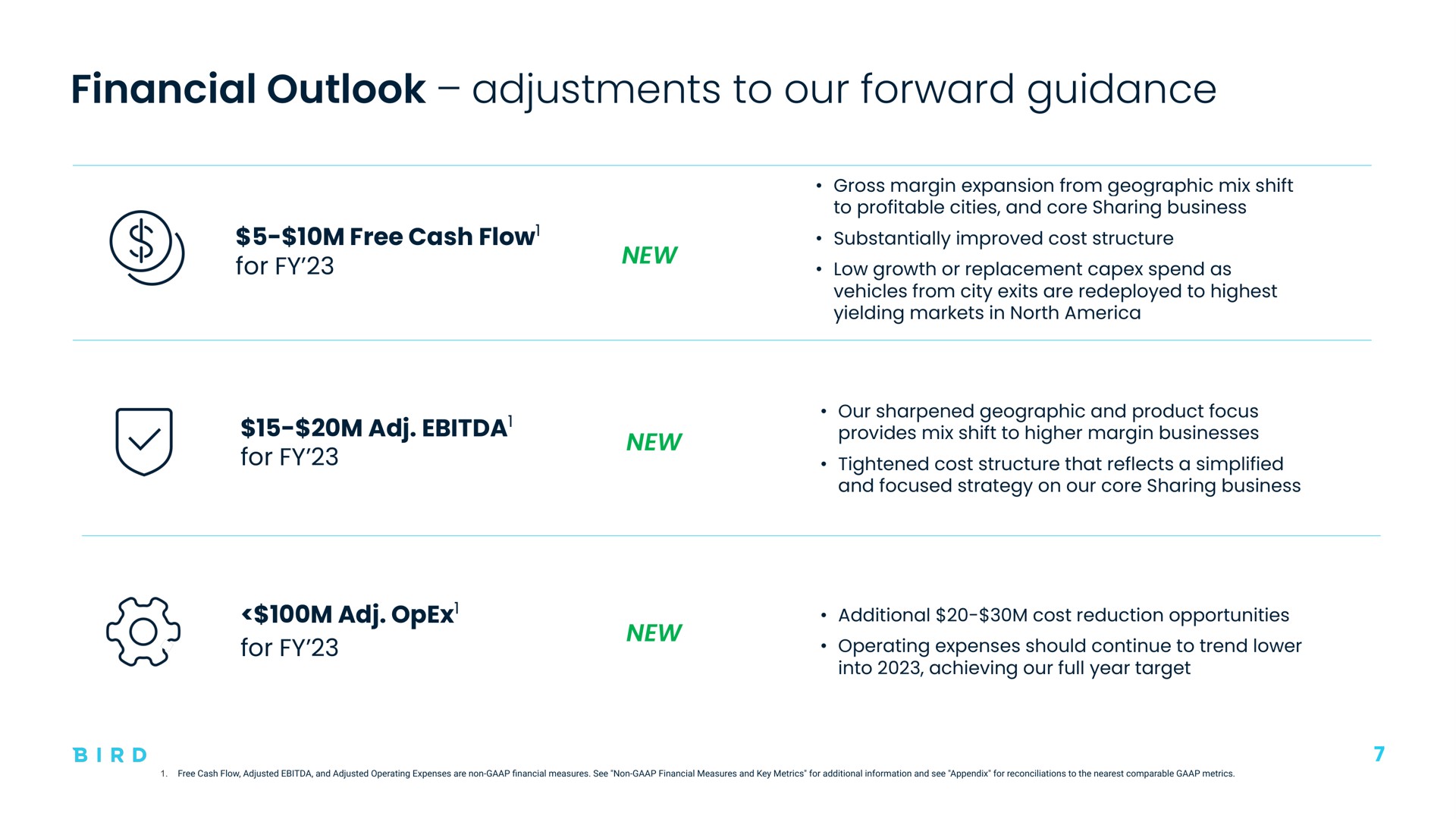 financial outlook adjustments to our forward guidance | Bird