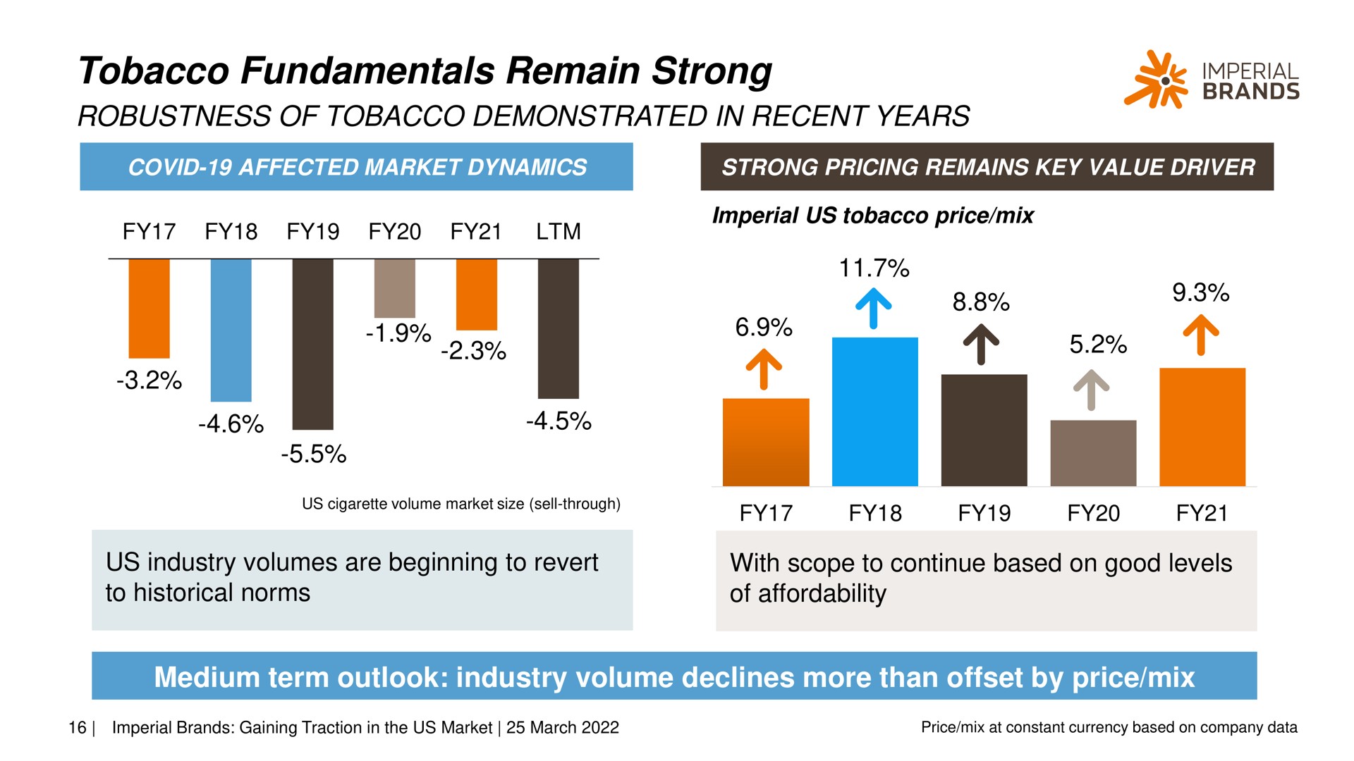 tobacco fundamentals remain strong robustness of demonstrated in recent years a imperial | Imperial Brands