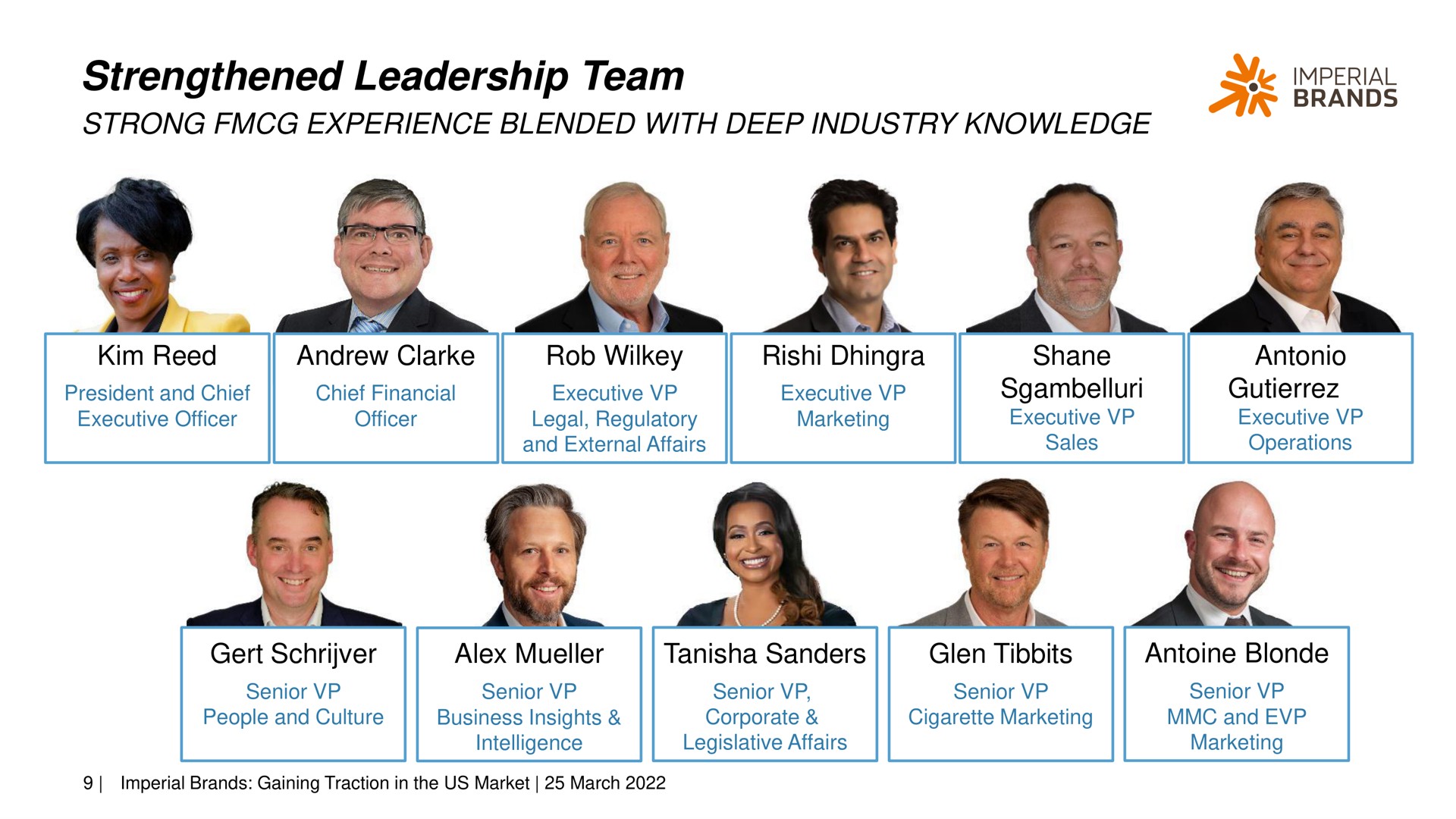 strengthened leadership team strong experience blended with deep industry knowledge imperial | Imperial Brands