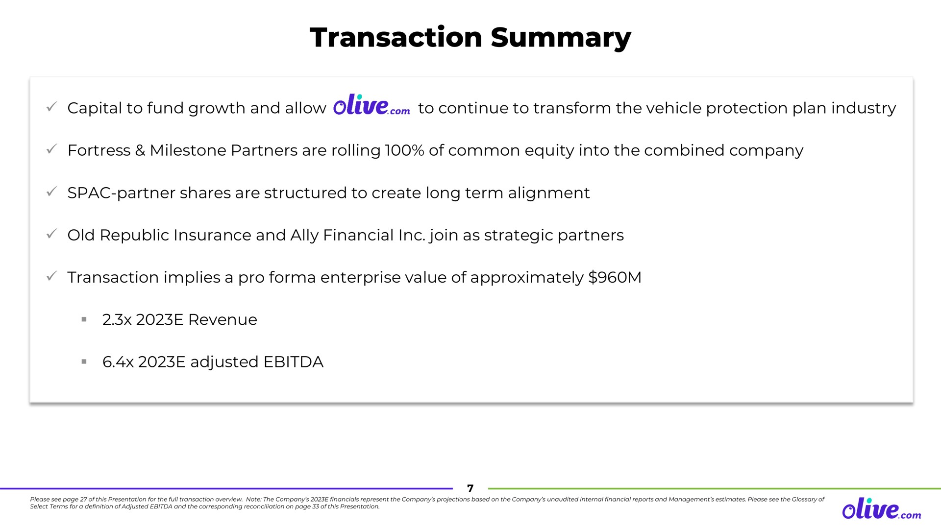 transaction summary | Olive.com