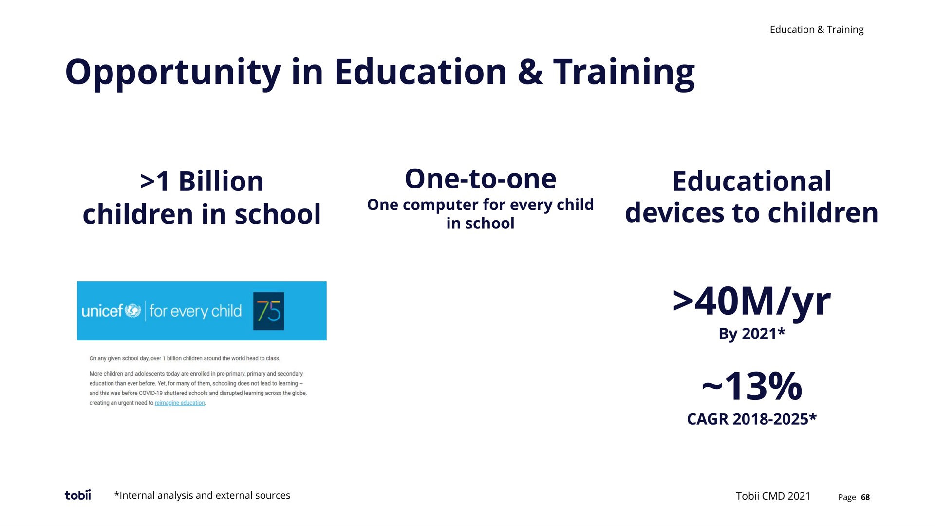 opportunity in education training billion children in school one to one educational devices to children computer child | Tobii