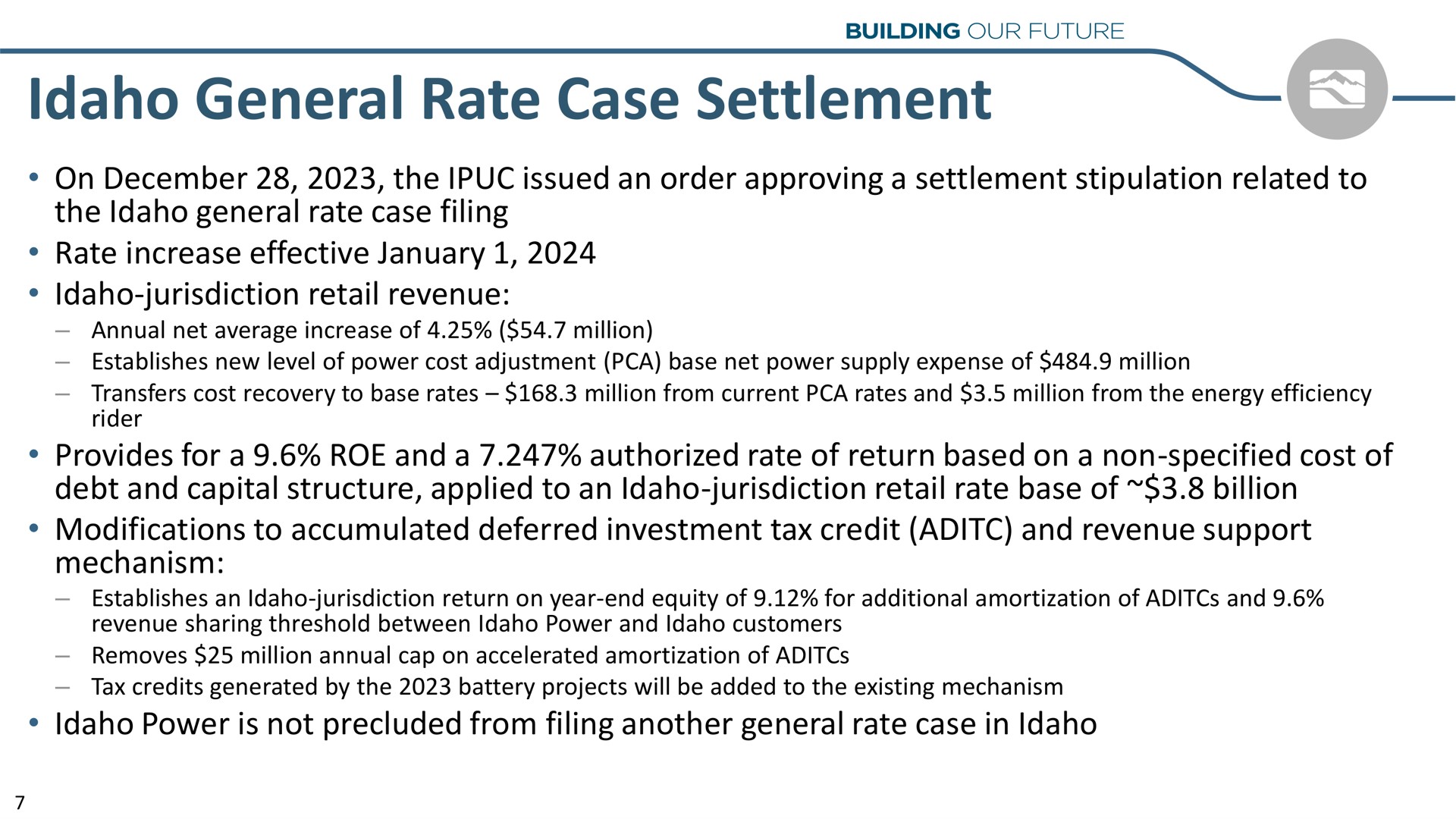 general rate case settlement | Idacorp