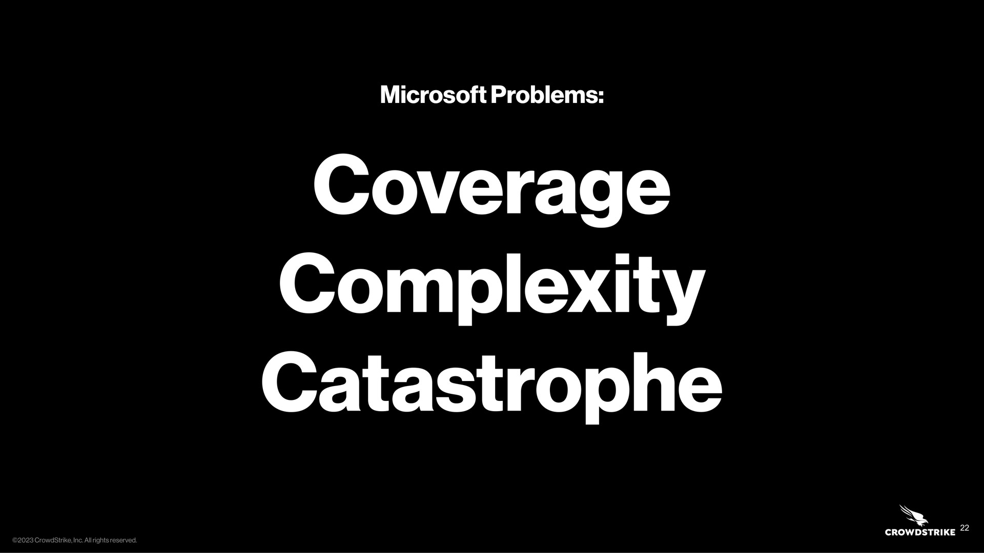 problems coverage complexity catastrophe | Crowdstrike