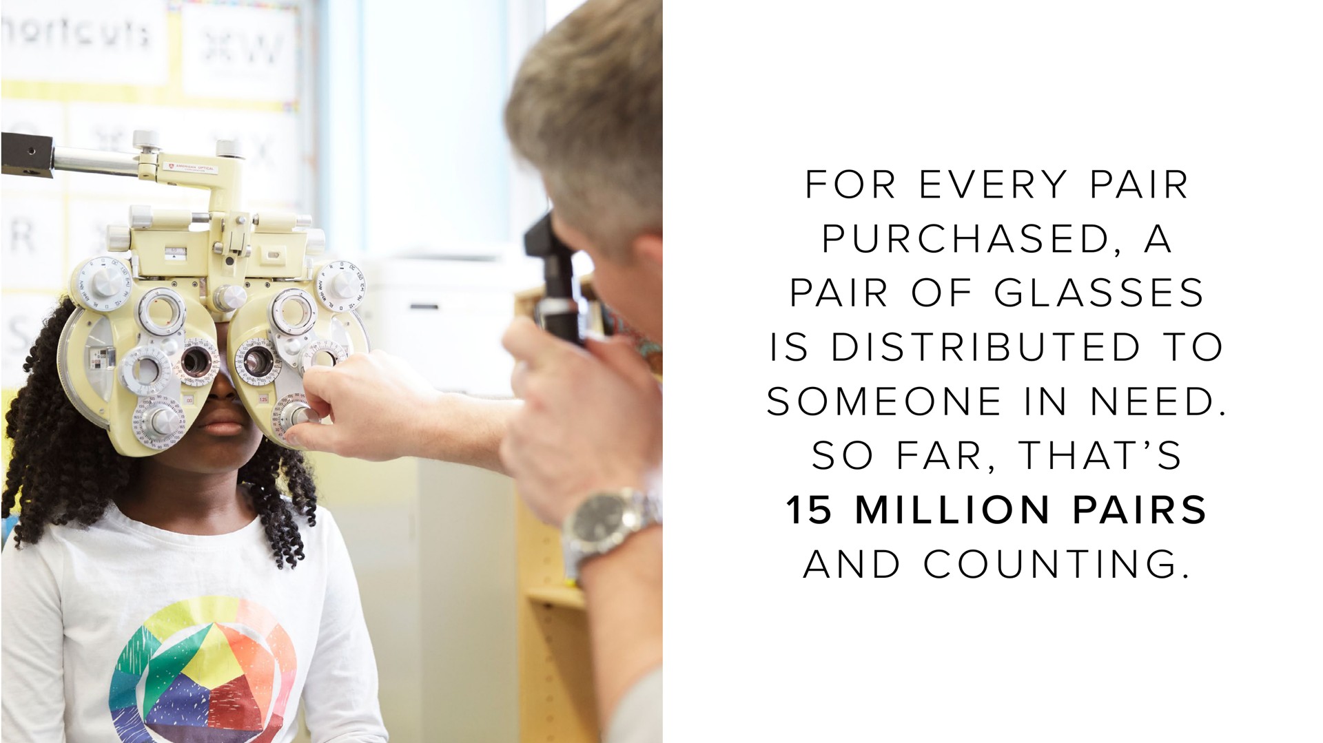 i as a i as i i i to i at i i i a i for every pair purchased pair of glasses is distributed someone in need so far that million pairs and counting | Warby Parker