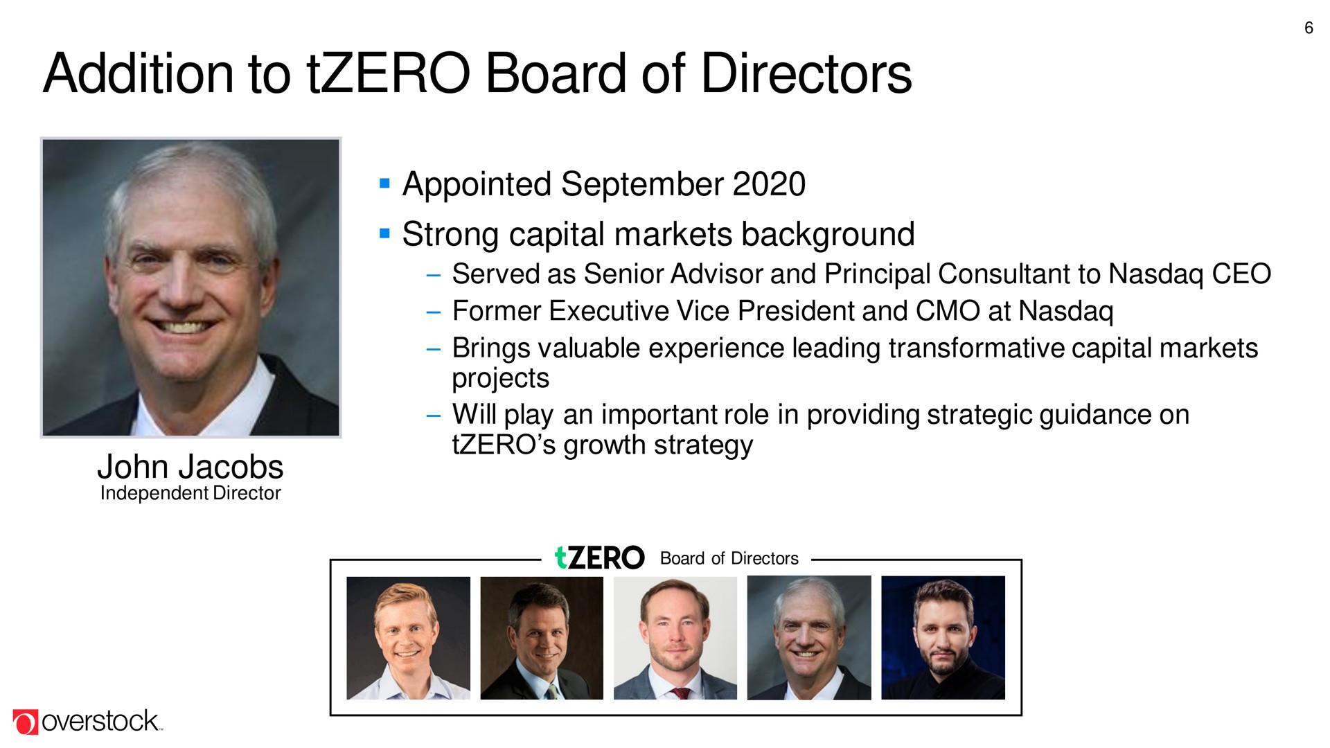 addition to board of directors | Overstock