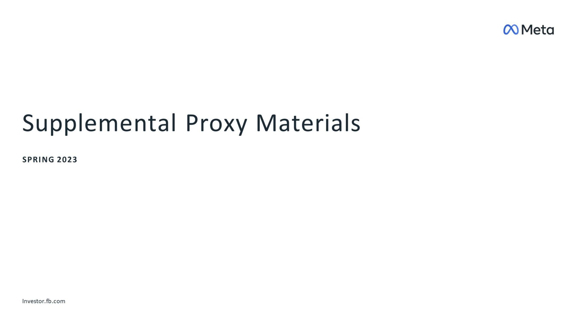 meta supplemental proxy materials | Meta