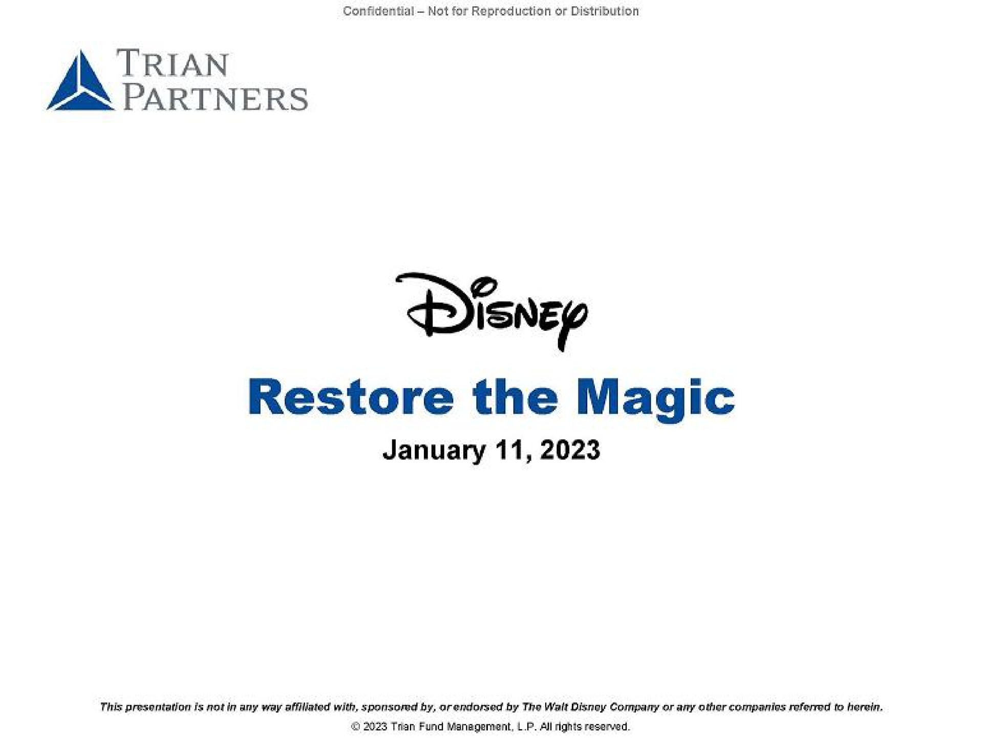 partners restore the magic | Trian Partners