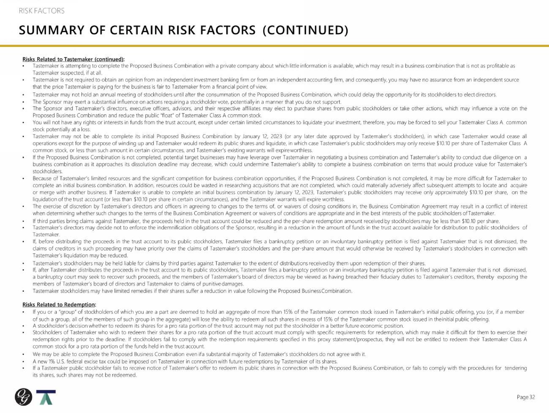 summary of certain risk factors continued | Quality Gold