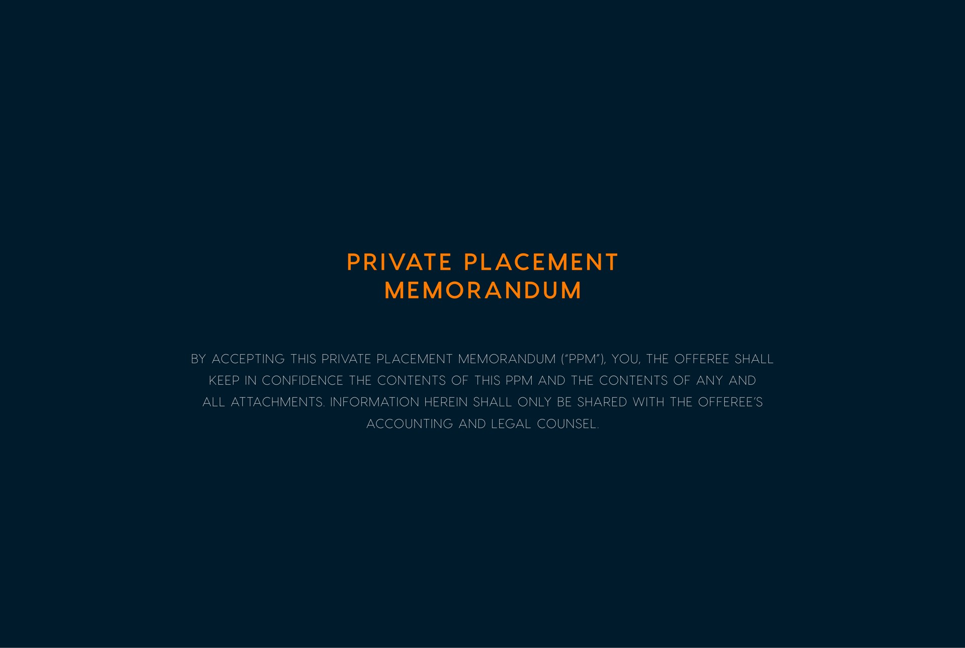 vat a private placement memorandum | Fyre