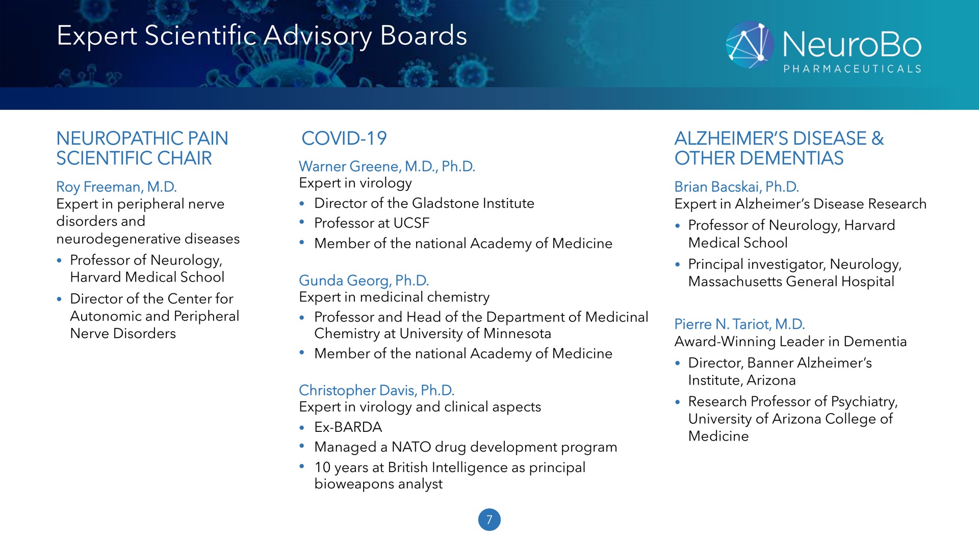 expert scientific advisory boards | NeuroBo Pharmaceuticals