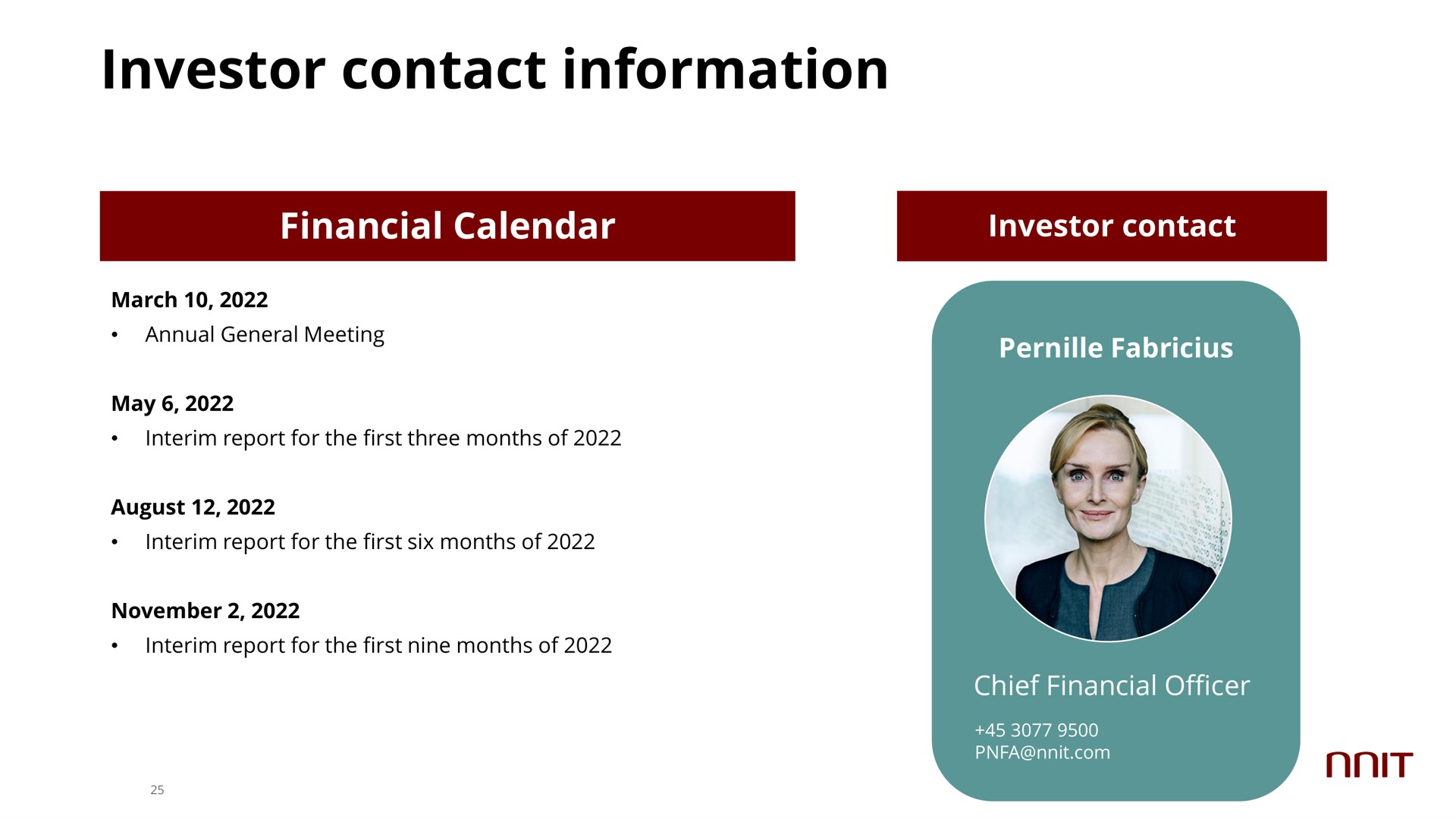 investor contact information | NNIT
