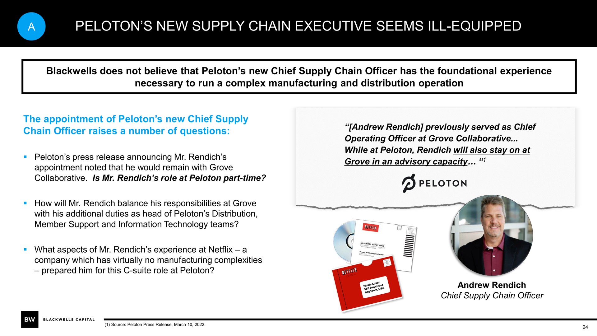 a peloton new supply chain executive seems ill equipped do | Blackwells Capital