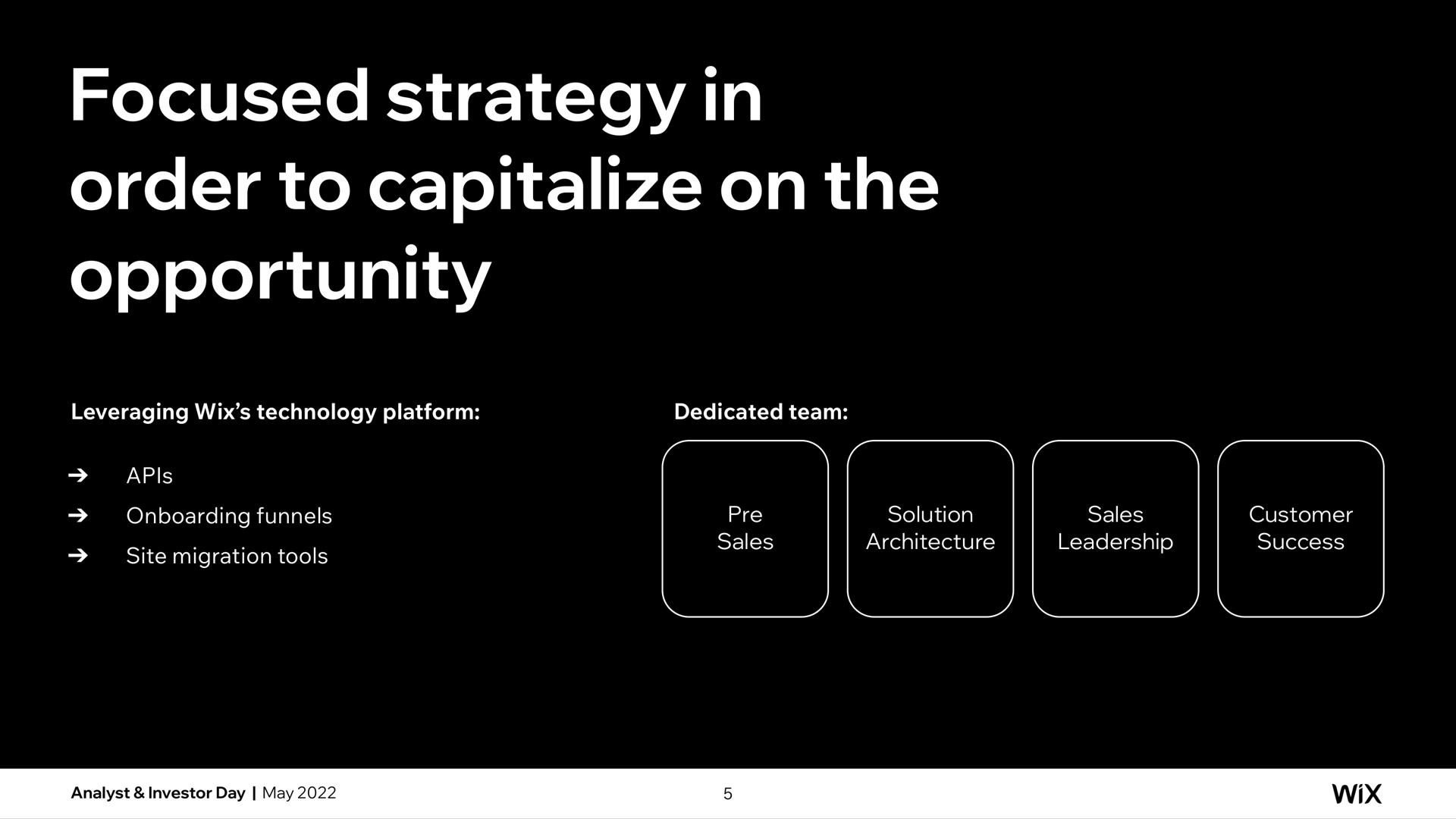 focused strategy in order to capitalize on the opportunity | Wix