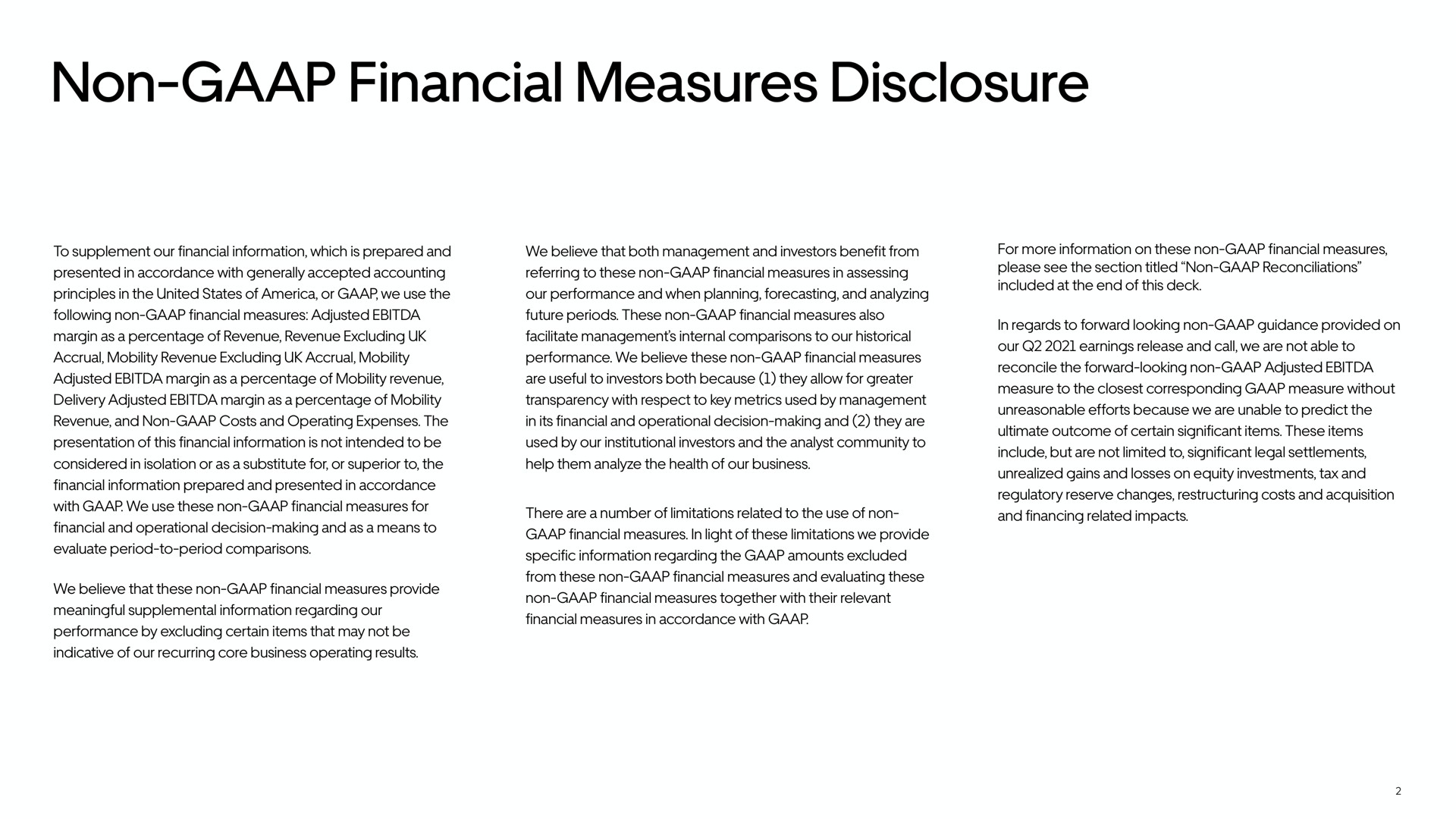 non financial measures disclosure | Uber