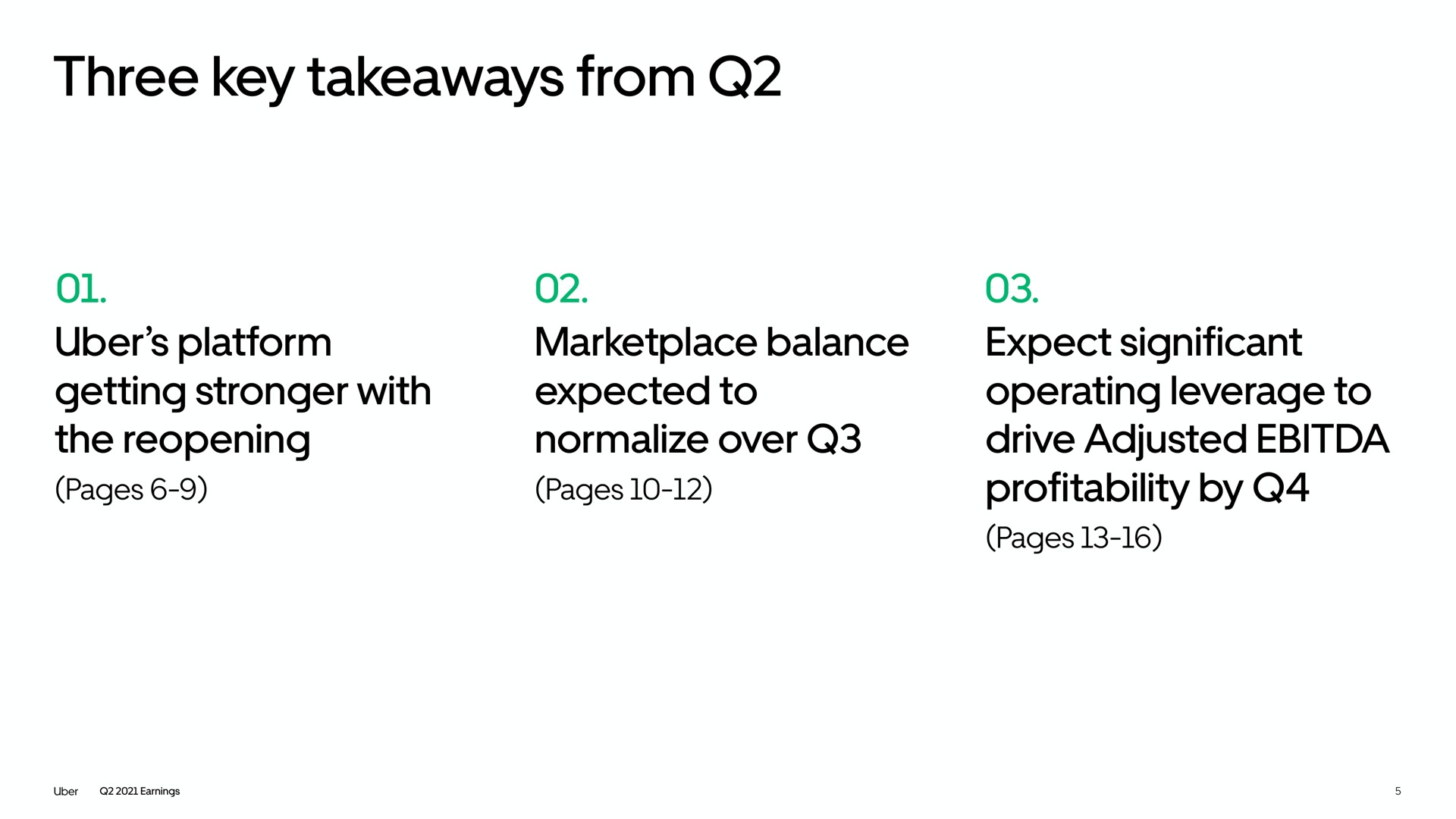 three key from platform getting with the reopening balance expected to normalize over expect significant operating leverage to drive adjusted profitability by | Uber