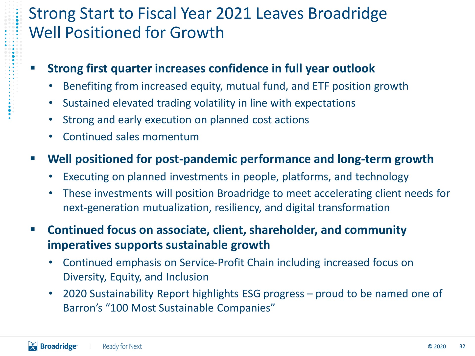 strong start to fiscal year leaves well positioned for growth | Broadridge Financial Solutions