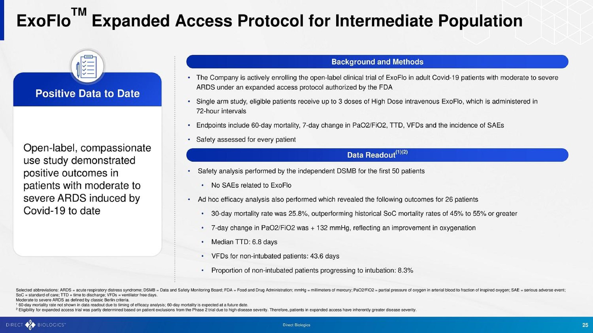 expanded access protocol for intermediate population | Direct Biologics
