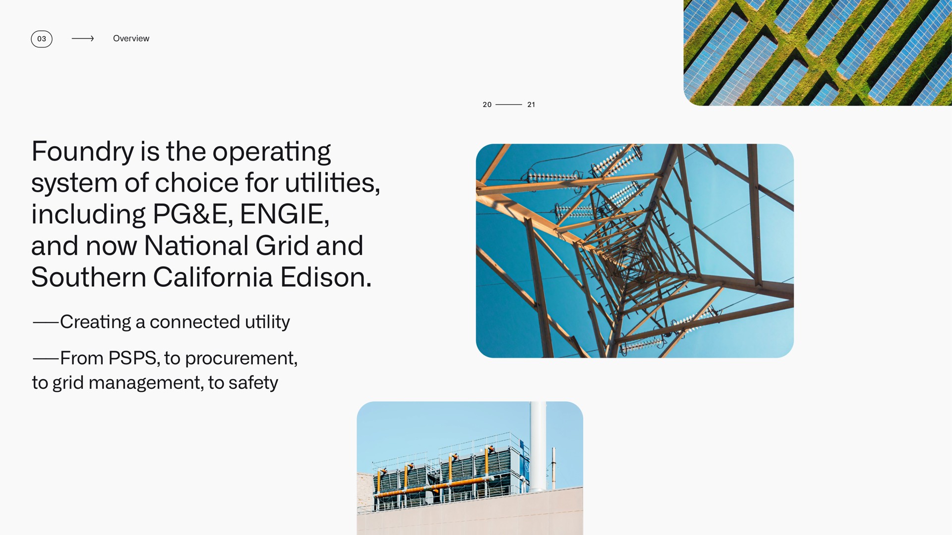 foundry is the operating system of choice for utilities including and now national grid and southern crea a connected from to procurement to grid management to safety creating utility | Palantir