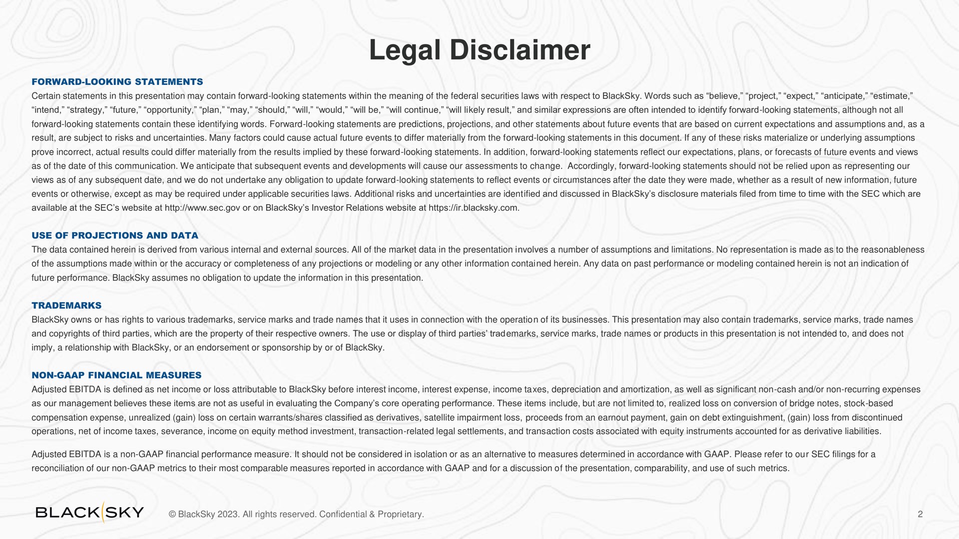 legal disclaimer | BlackSky
