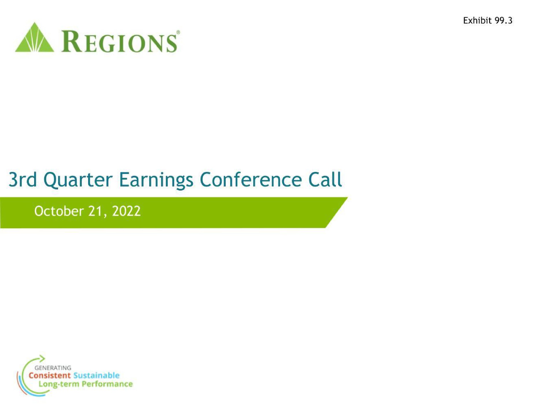 a regions quarter earnings conference call | Regions Financial Corporation