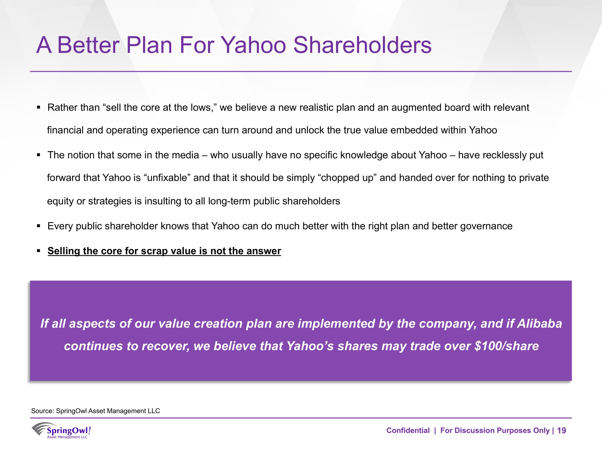 a better plan for yahoo shareholders | SpringOwl