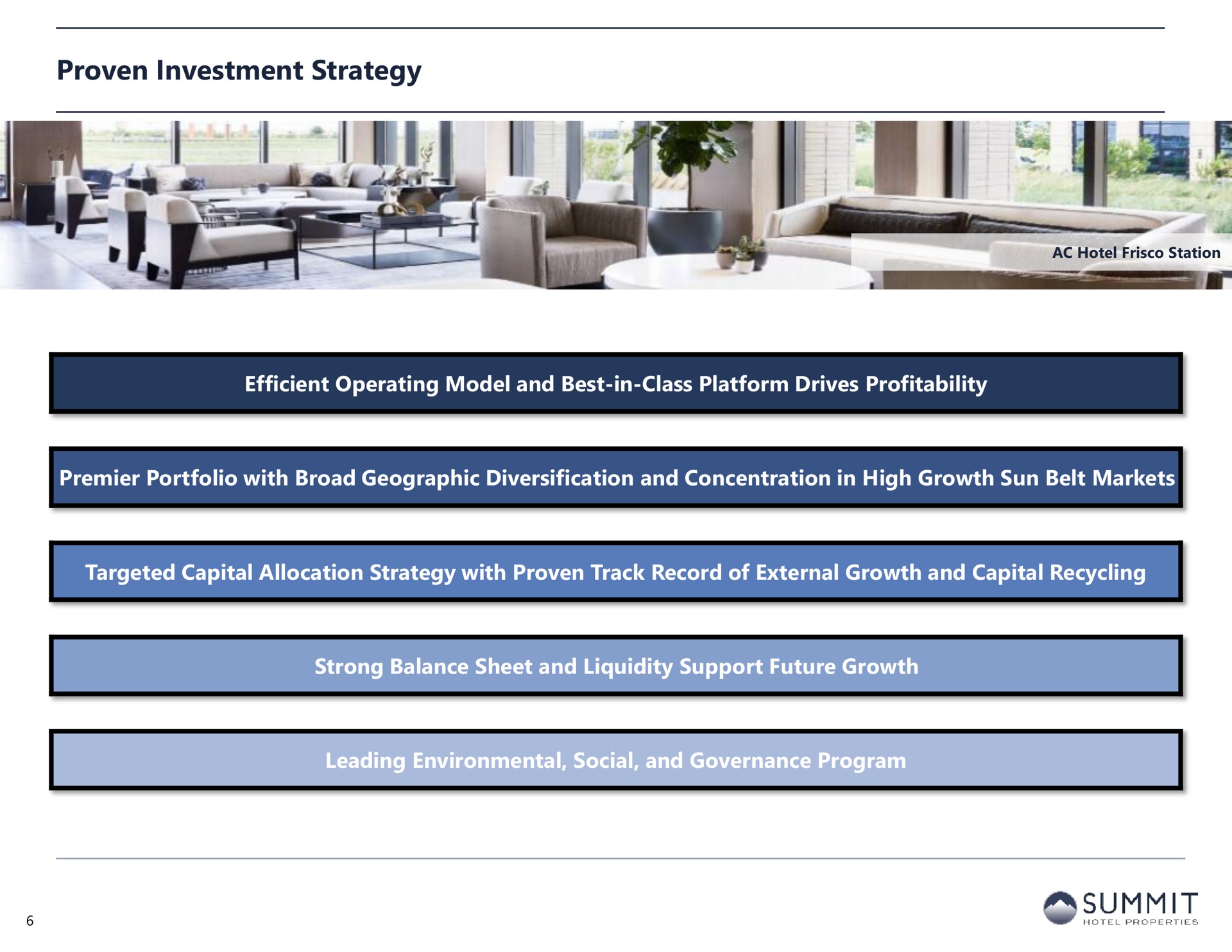 proven investment strategy | Summit Hotel Properties