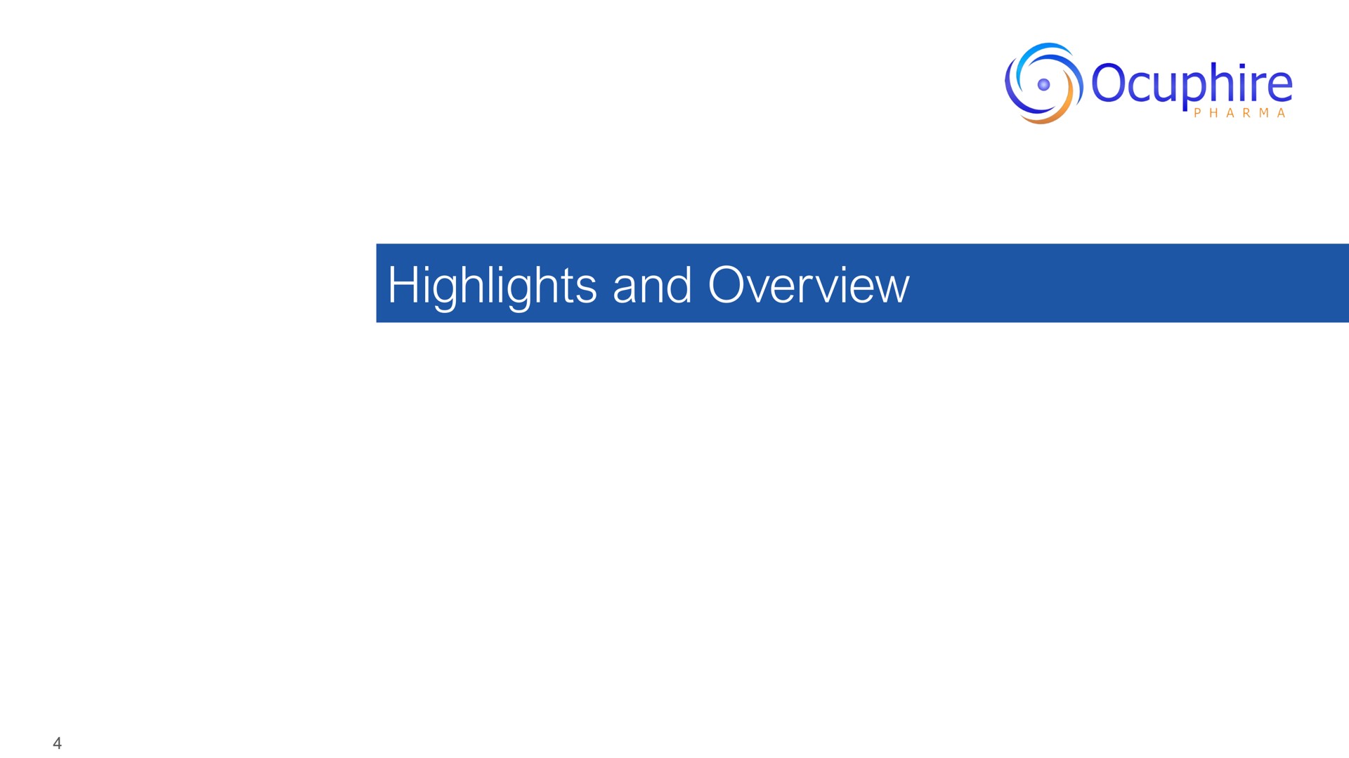 highlights and overview | Ocuphire Pharma