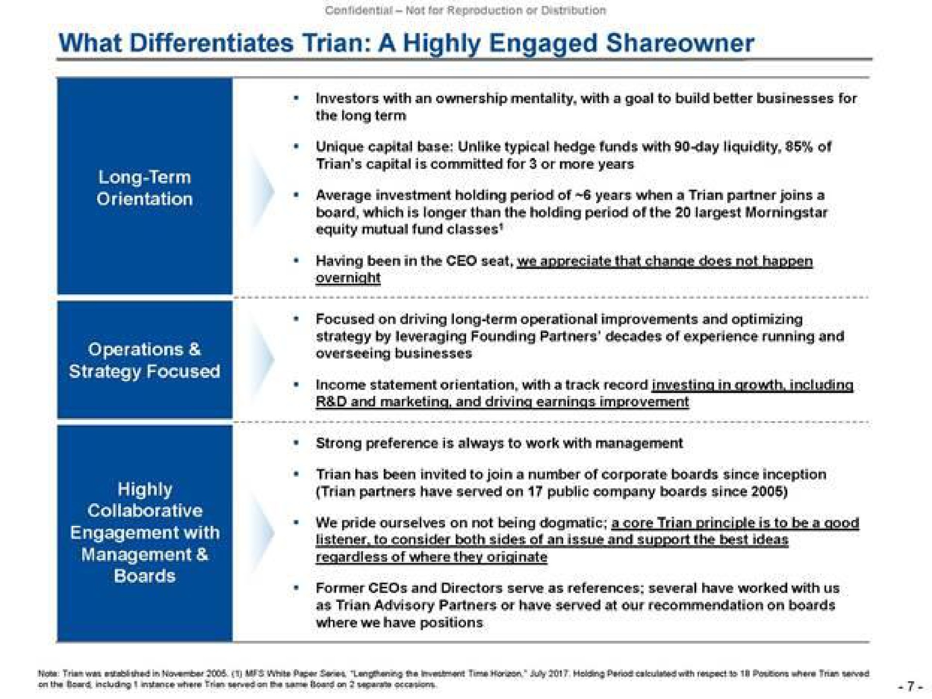 what differentiates a engaged orientation operations strategy focused boards | Trian Partners