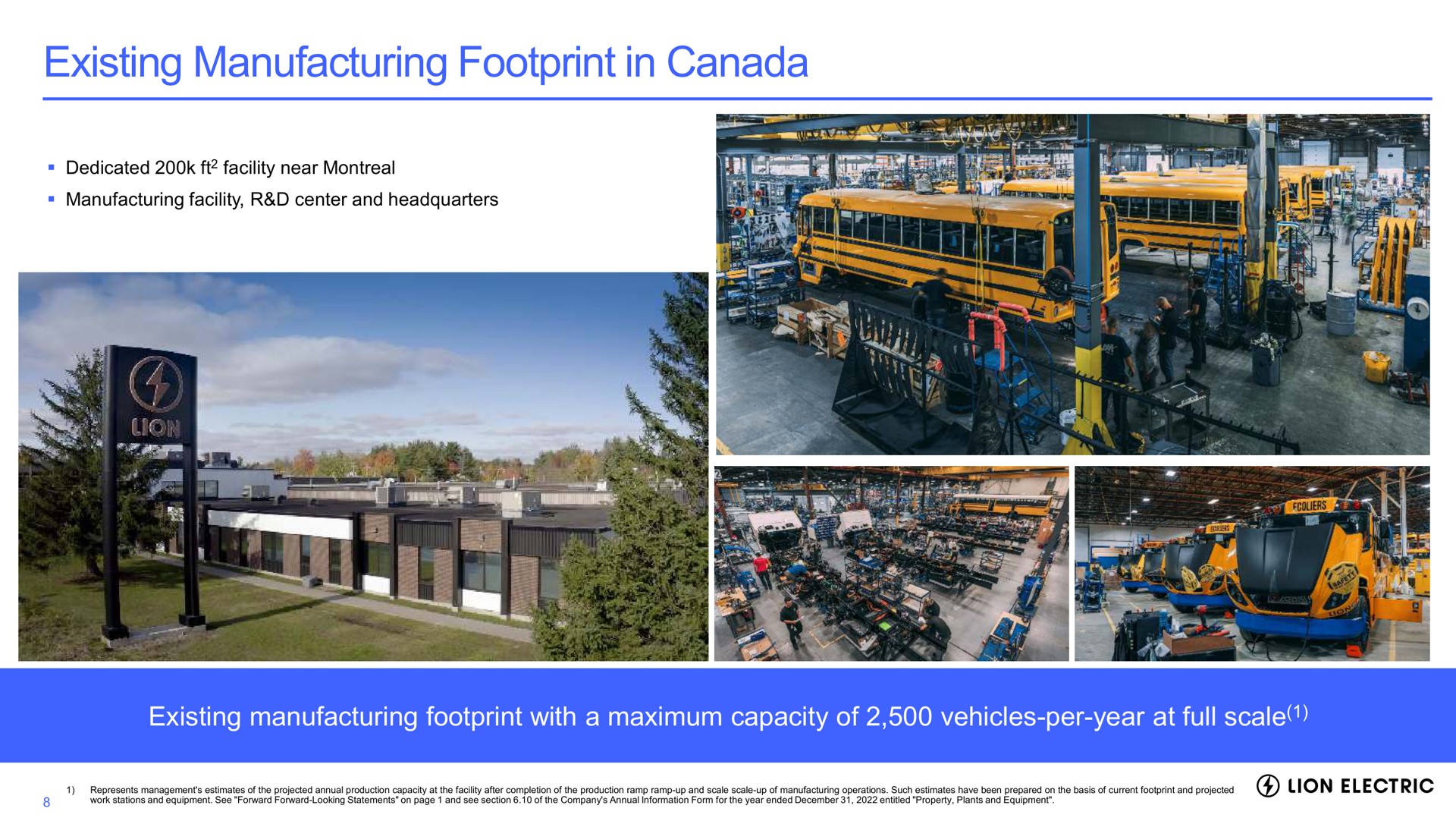 existing manufacturing footprint in canada existing manufacturing footprint with a maximum capacity of vehicles per year at full scale | Lion Electric
